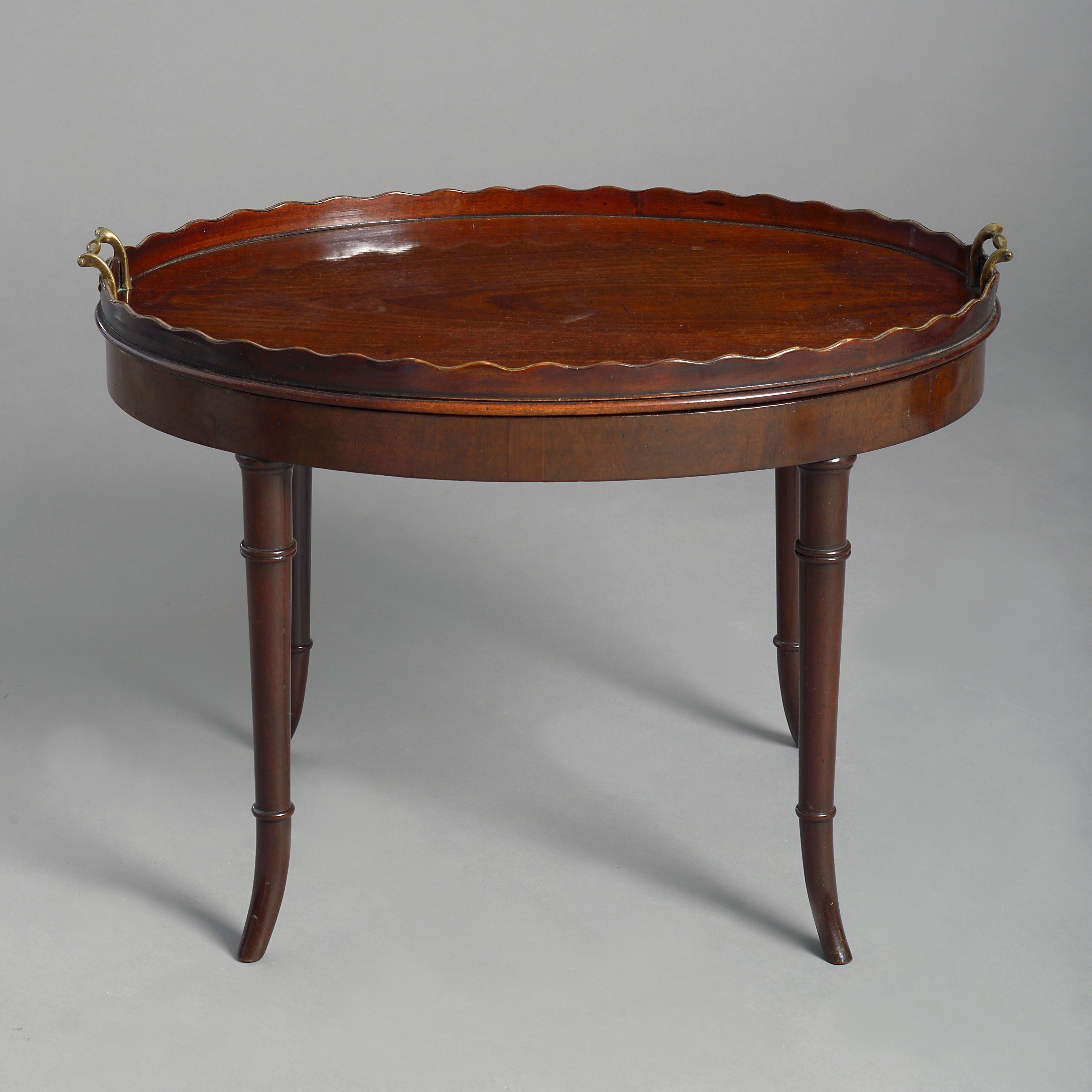 English Early 19th Century George III Period Mahogany Tray as a Low Table