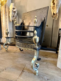 An Early 19th Century Georgian Wrought Iron And Brass Fire Grate