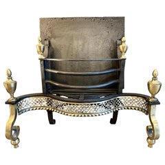 An Early 19th Century Georgian Wrought Iron And Brass Fire Grate
