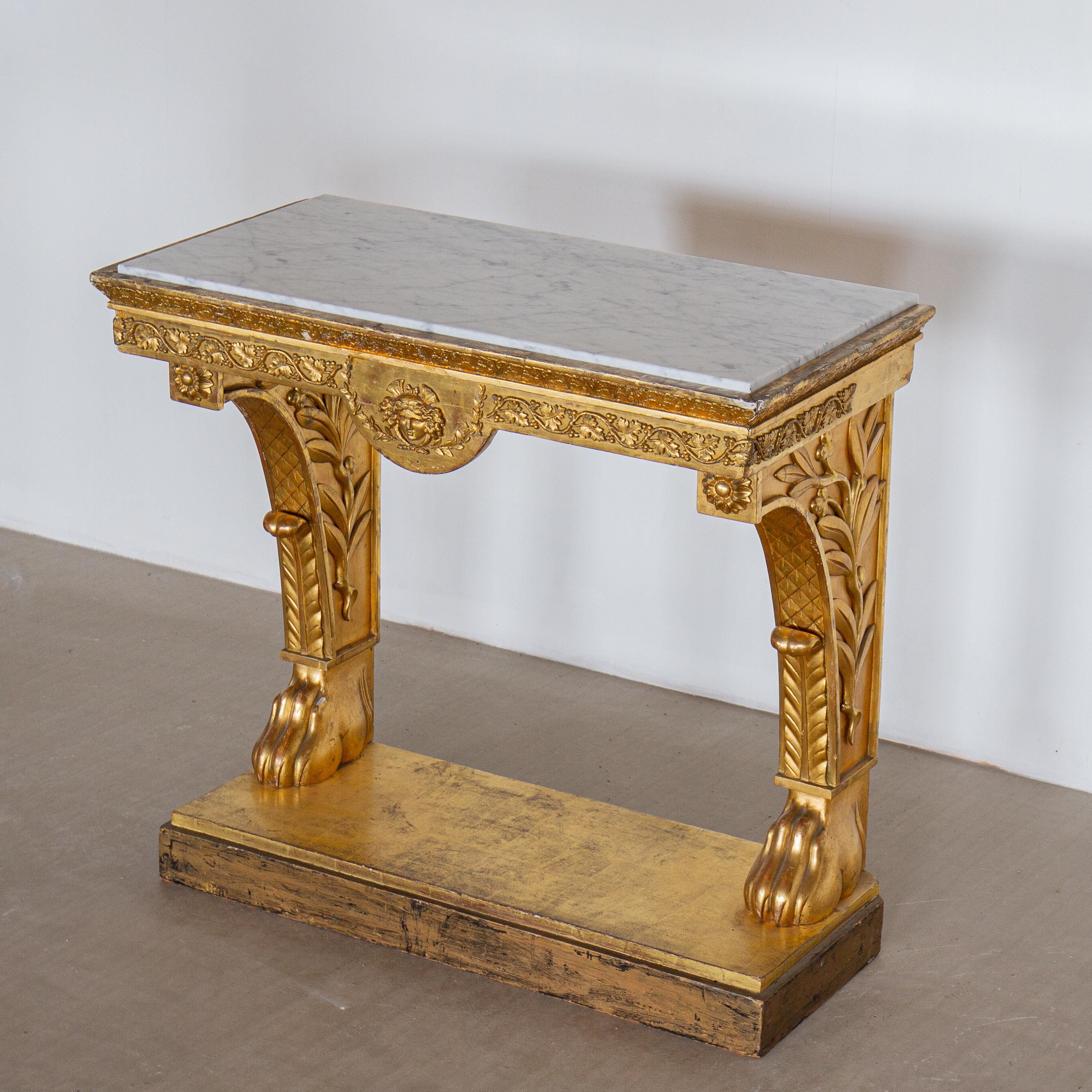 Early 19th Century Giltwood Console Table In Fair Condition In Donhead St Mary, Wiltshire