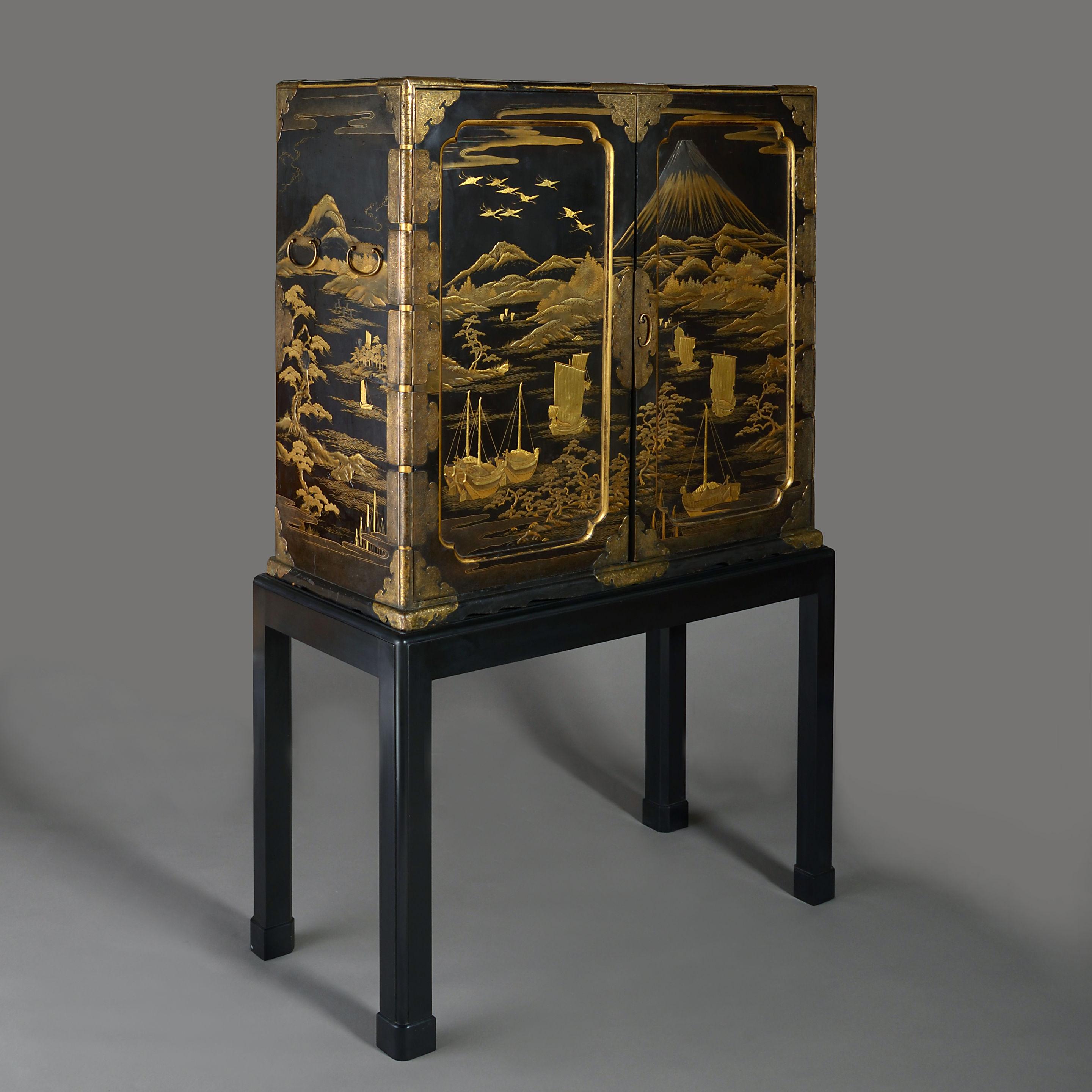 Japanese An Early 19th Century Lacquer Cabinet on Stand