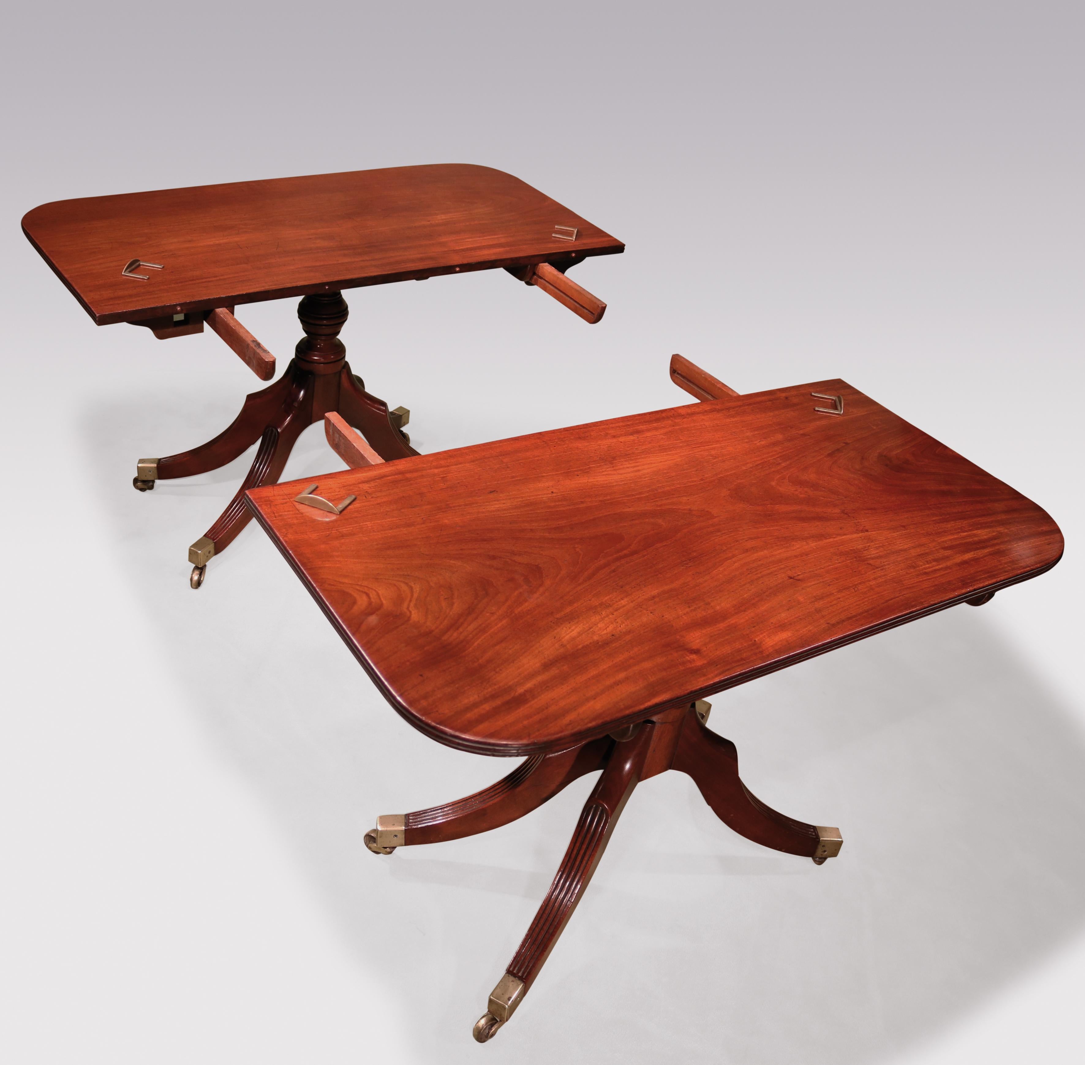 Regency Early 19th Century Mahogany Two Pillar Dining Table