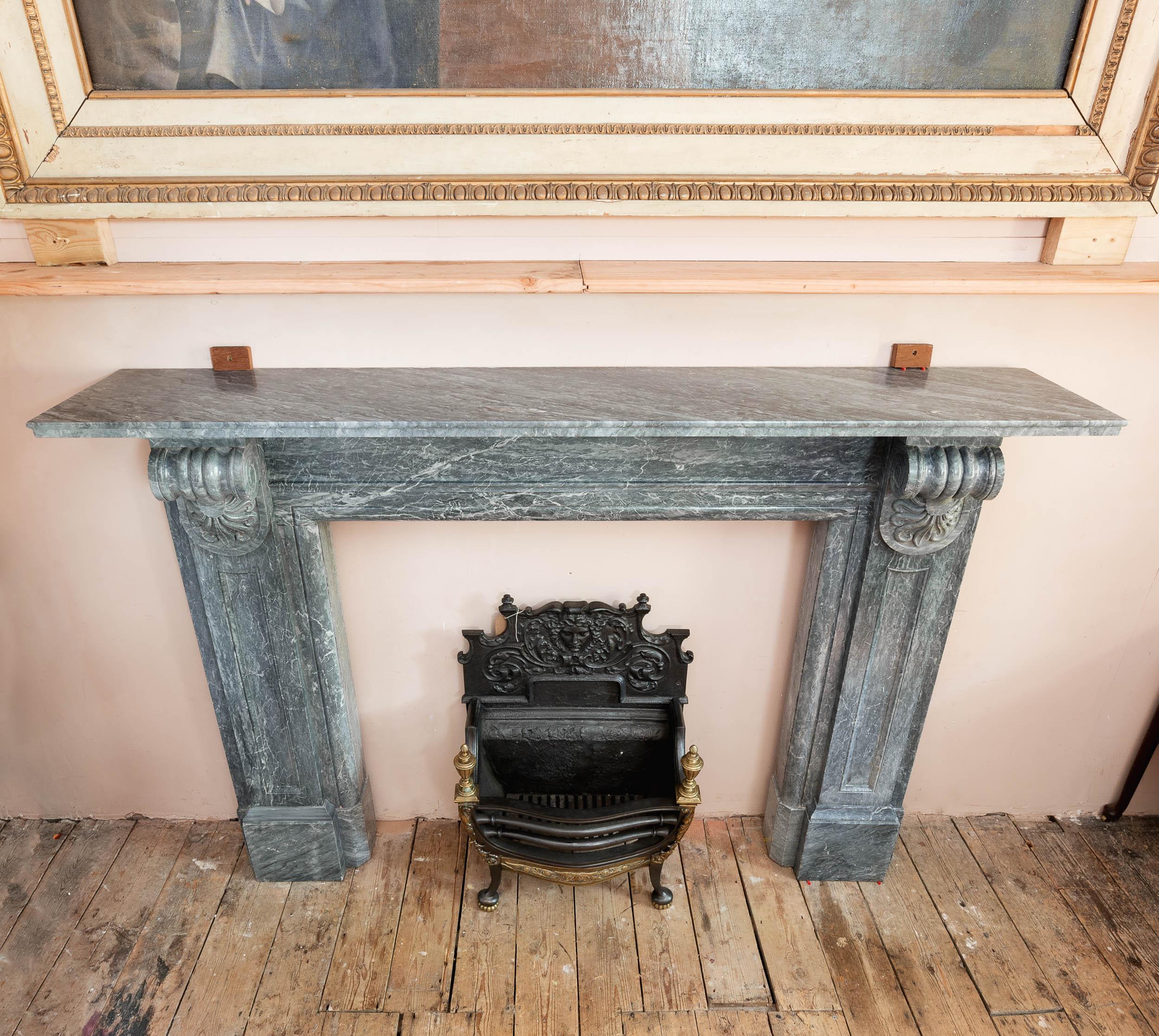 An Early 19th Century Neo-Grecian Bardiglio Marble Fireplace For Sale 11