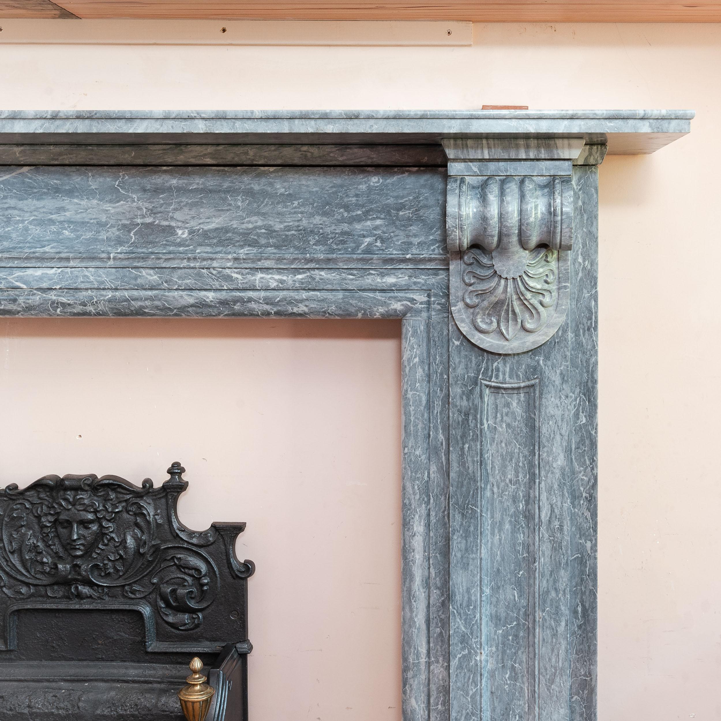 British An Early 19th Century Neo-Grecian Bardiglio Marble Fireplace For Sale