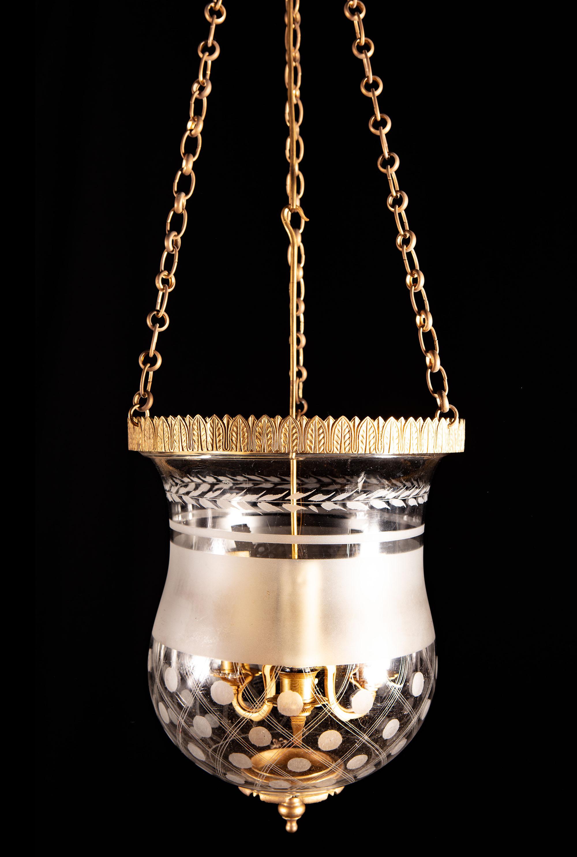 Early 19th Century Ormolu and Glass Hanging Lantern or Chandelier In Good Condition In London, GB