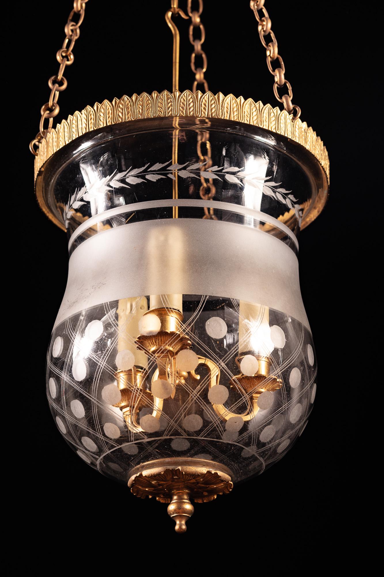 Early 19th Century Ormolu and Glass Hanging Lantern or Chandelier 2