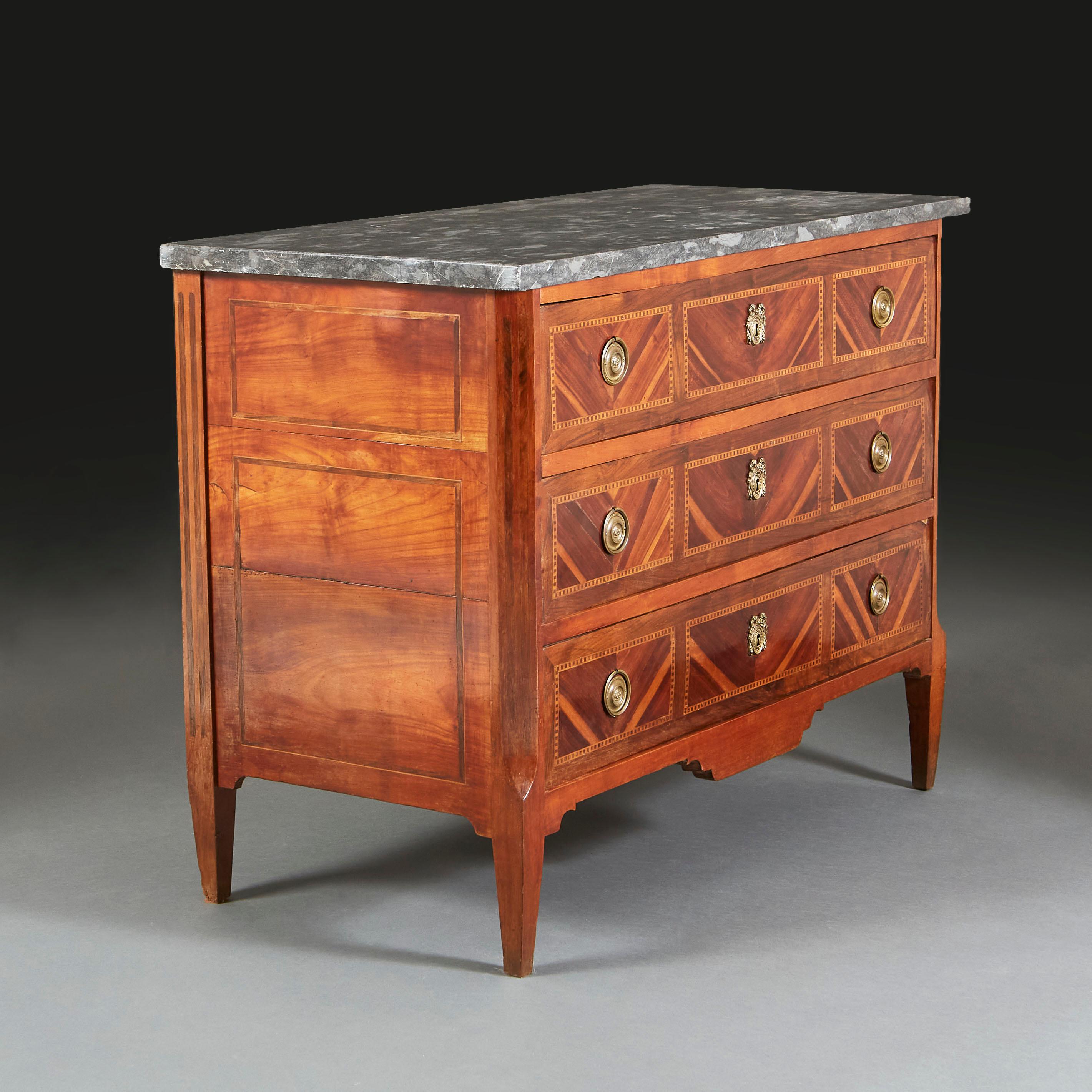 French Early 19th Century Parquetry Commode For Sale