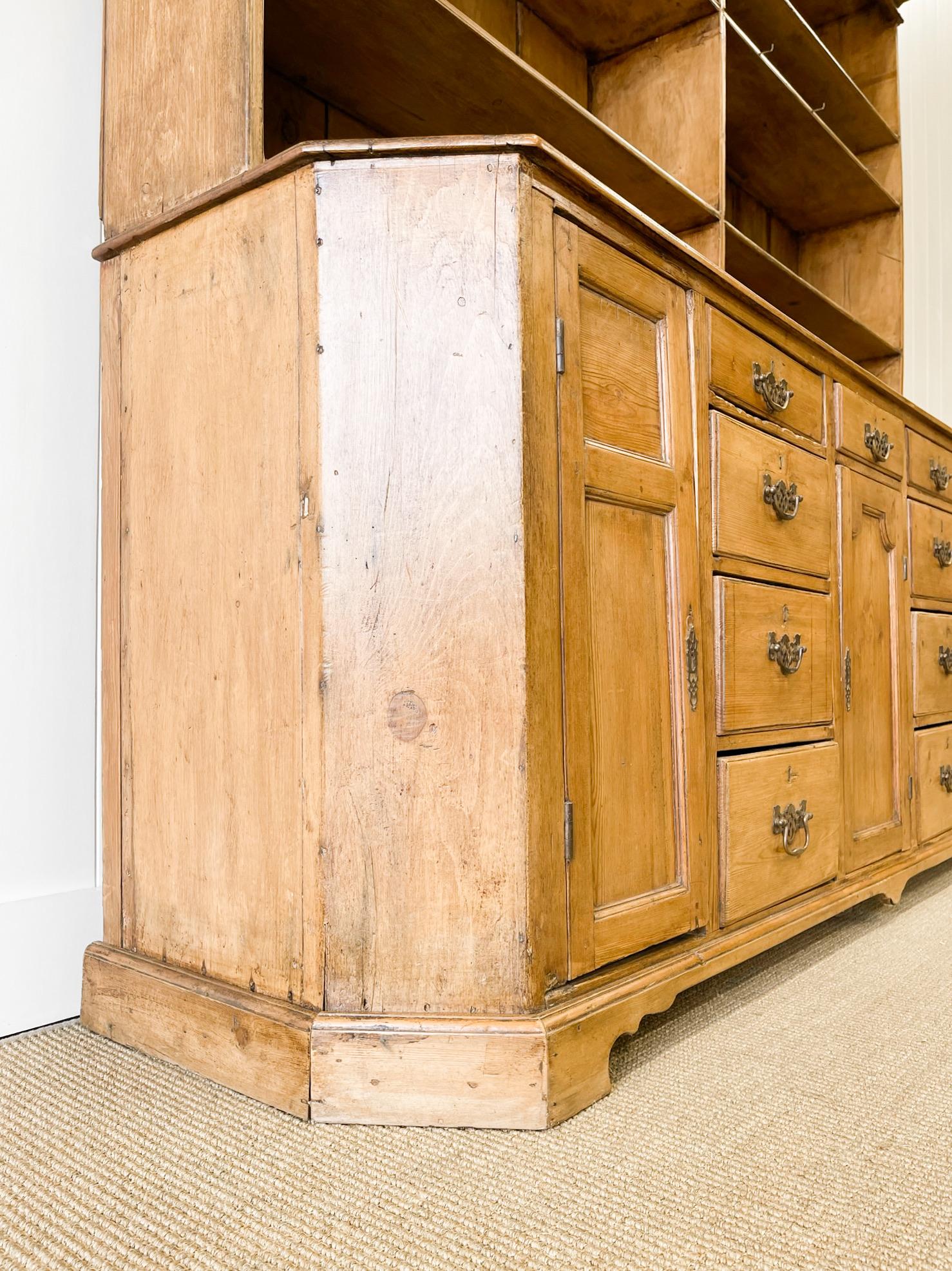 An Early 19th Century Pine Welsh Dresser or Cupboard with Chamfered Corners For Sale 7