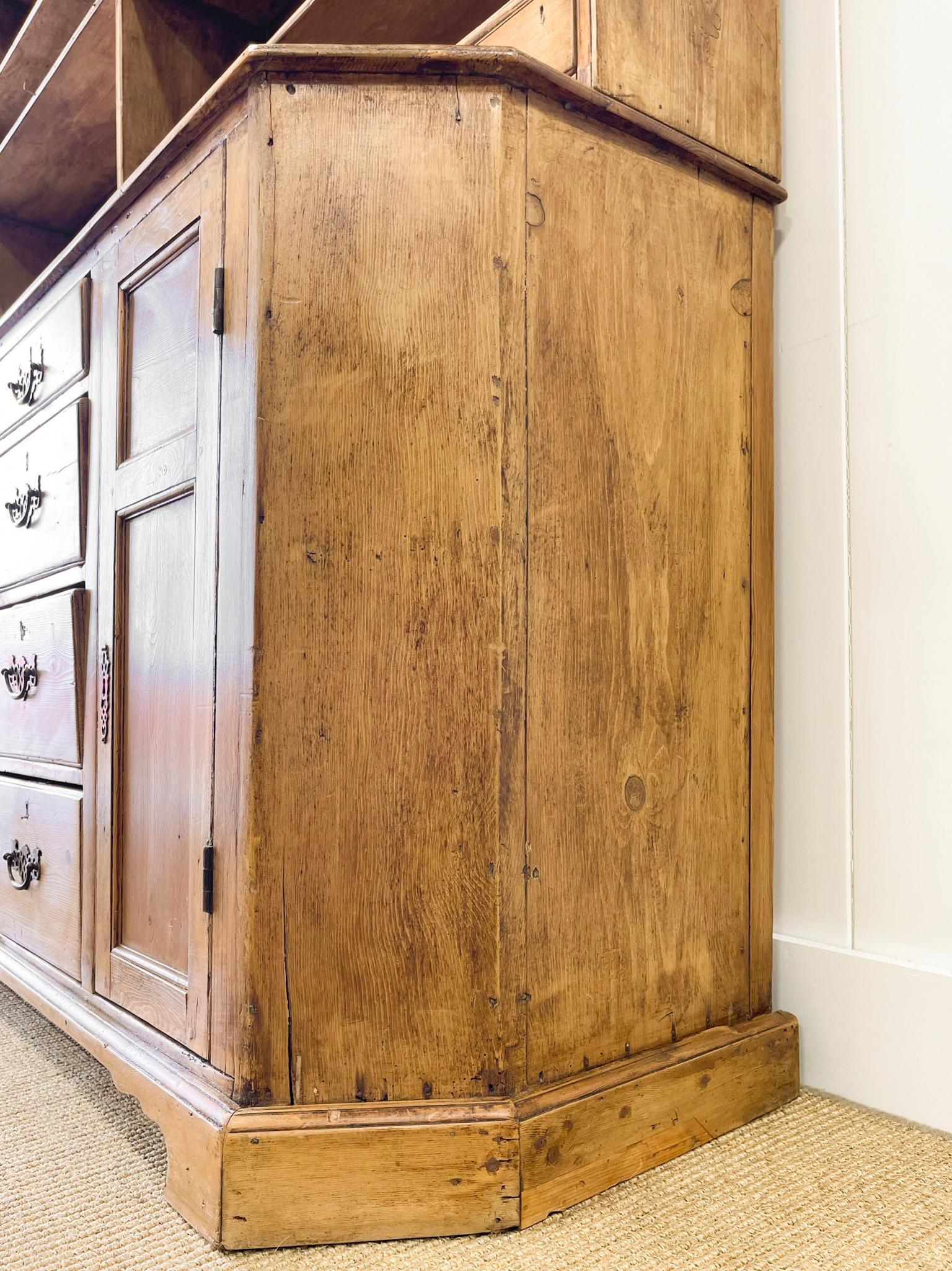 An Early 19th Century Pine Welsh Dresser or Cupboard with Chamfered Corners For Sale 10