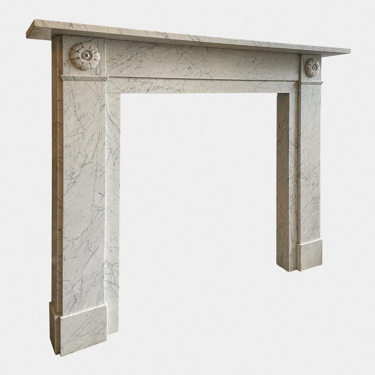 Hand-Carved Early 19th Century Regency Marble Fireplace Mantel For Sale