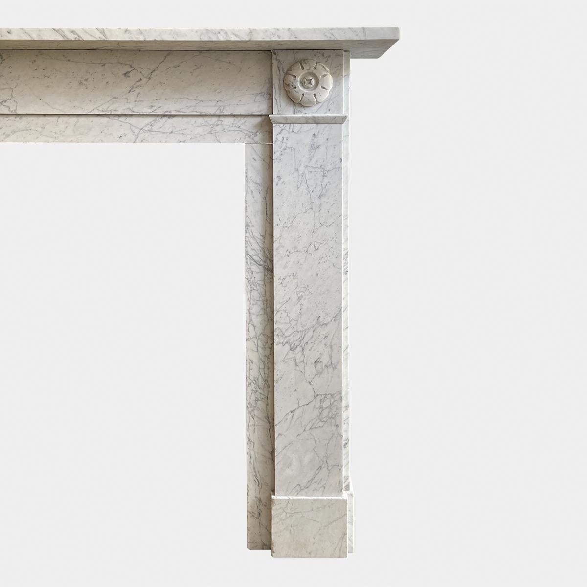 Carrara Marble Early 19th Century Regency Marble Fireplace Mantel For Sale
