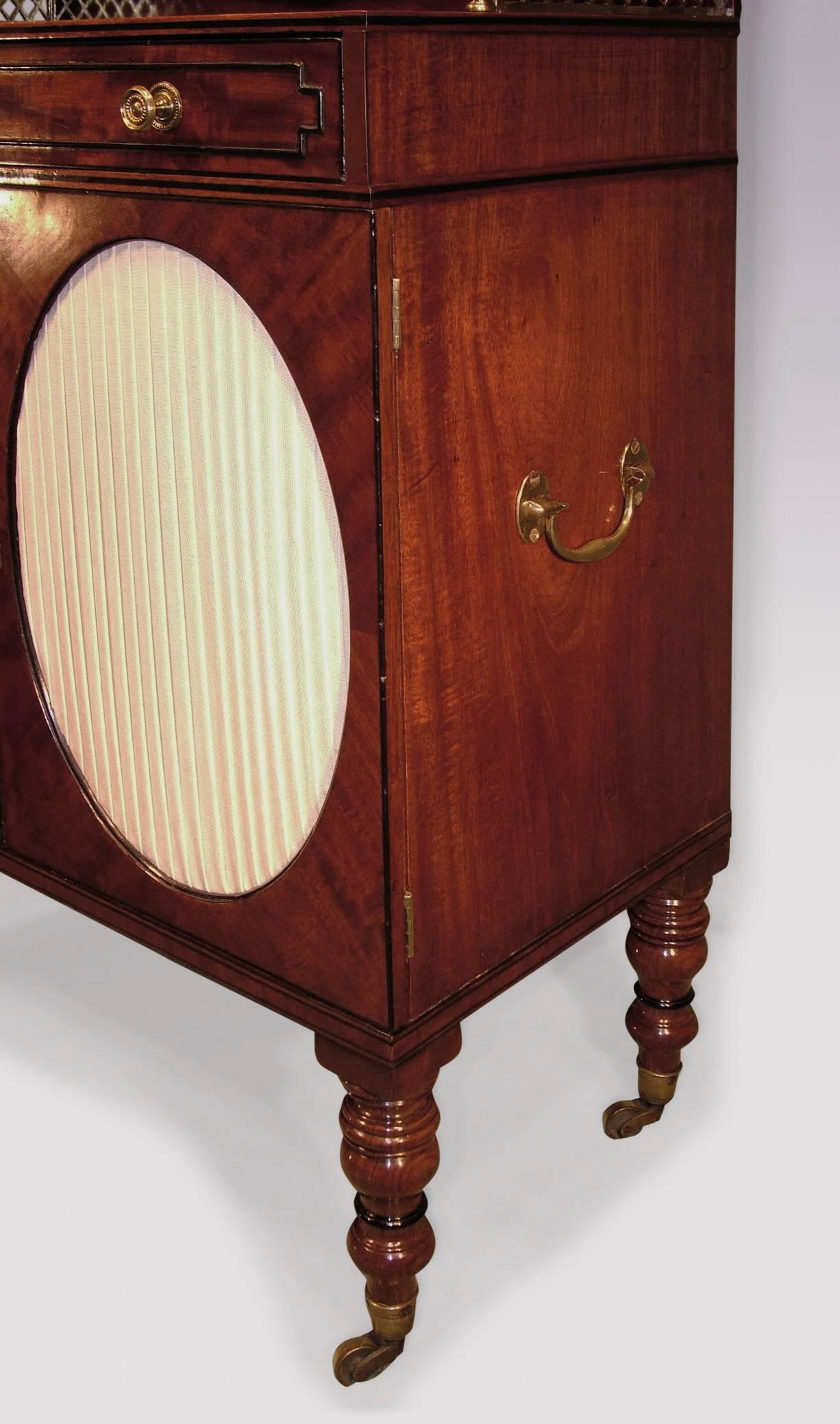 Polished Early 19th Century Regency Period Figured Mahogany Chiffonier For Sale