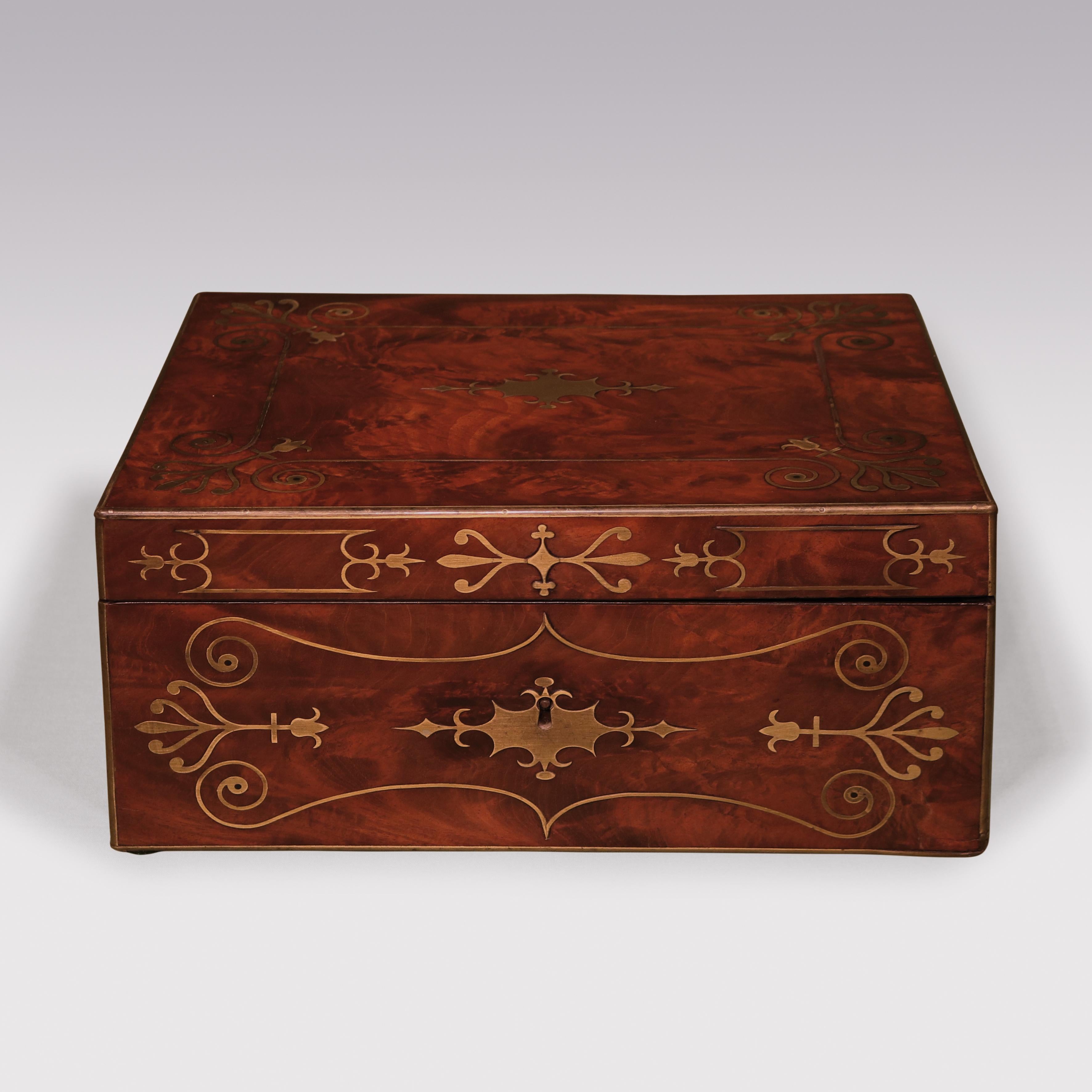 English Early 19th Century Regency Period Mahogany Stationary Box