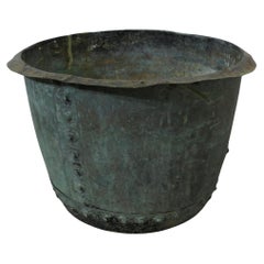 Chaudron en cuivre antique riveté du début du 19e siècle