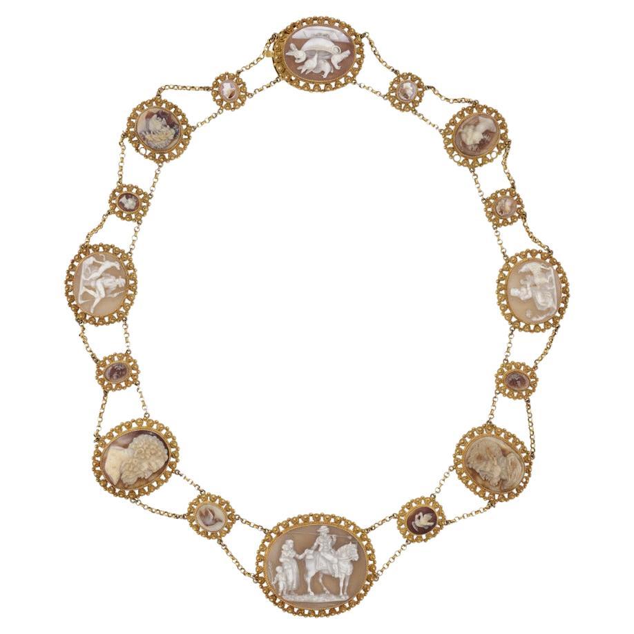 An Early 19th Century Shell Cameo Gold Necklace