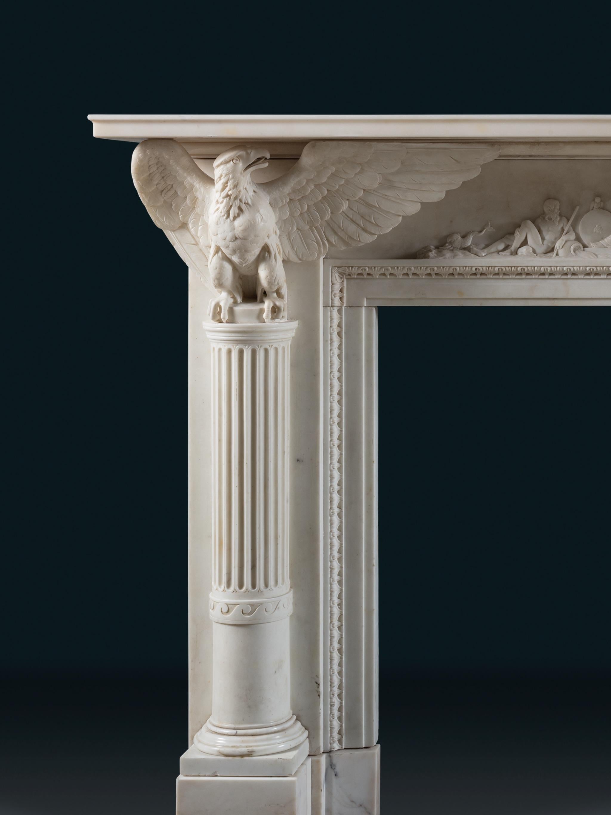 Neoclassical Revival An Early 19th Century Statuary Marble Irish Chimneypiece, by the Darley Brothers
