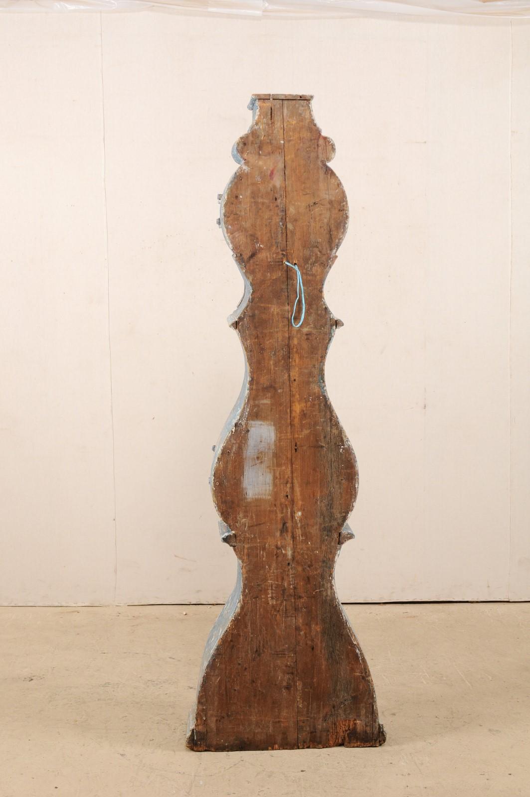 Early 19th Century Swedish Grandfather Clock with Original Blue Color 6