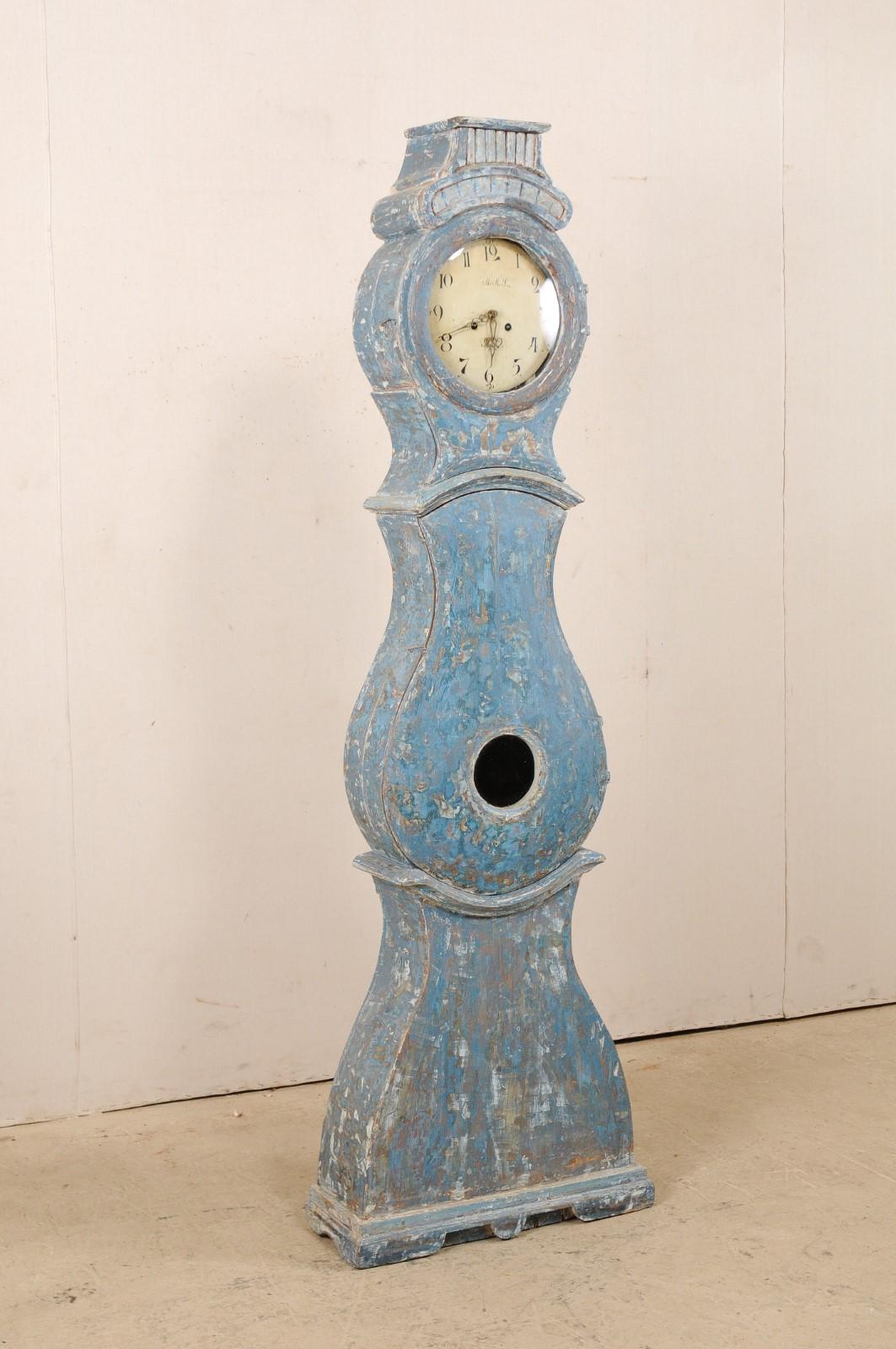 blue grandfather clock