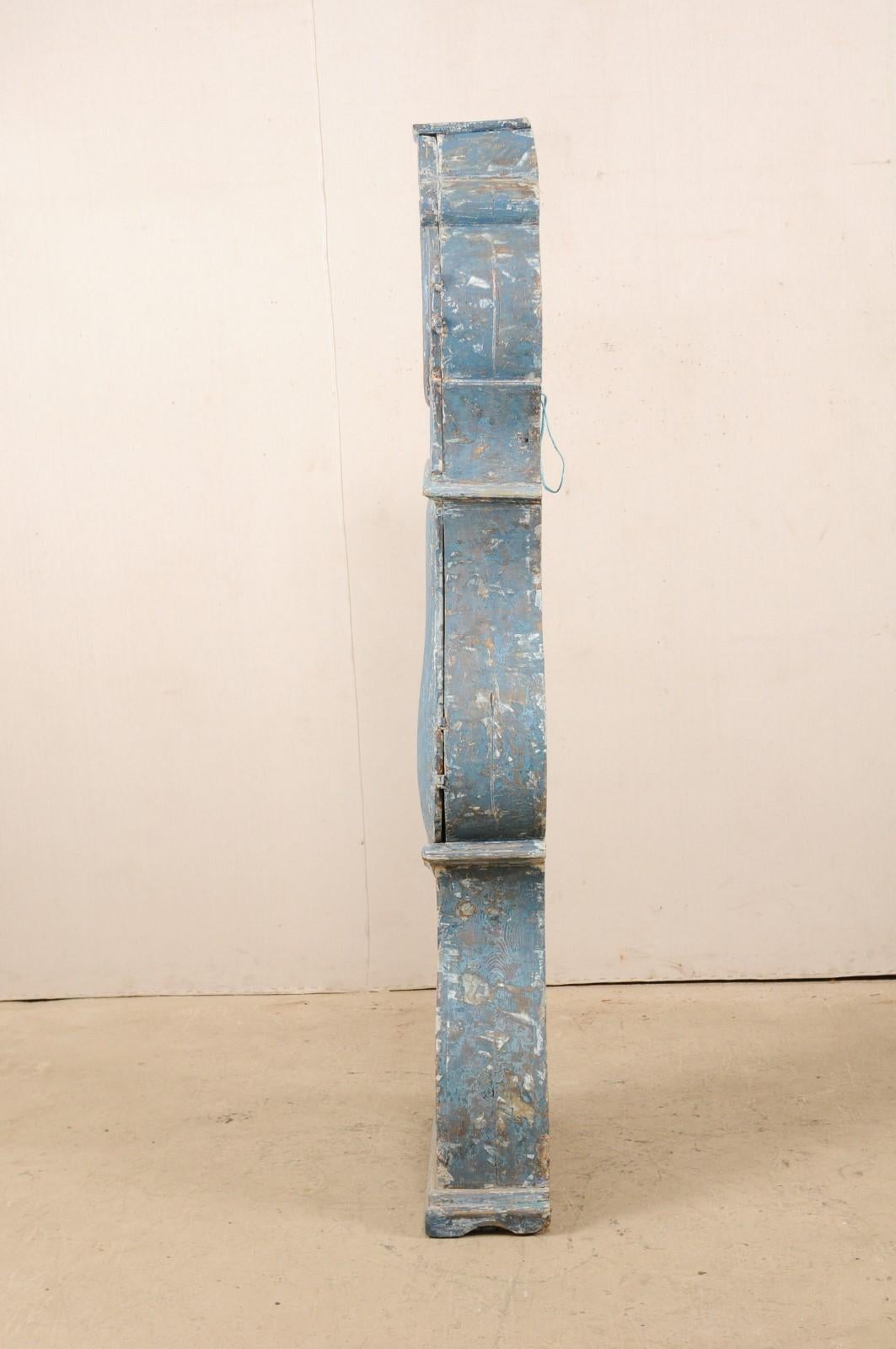 Early 19th Century Swedish Grandfather Clock with Original Blue Color 3