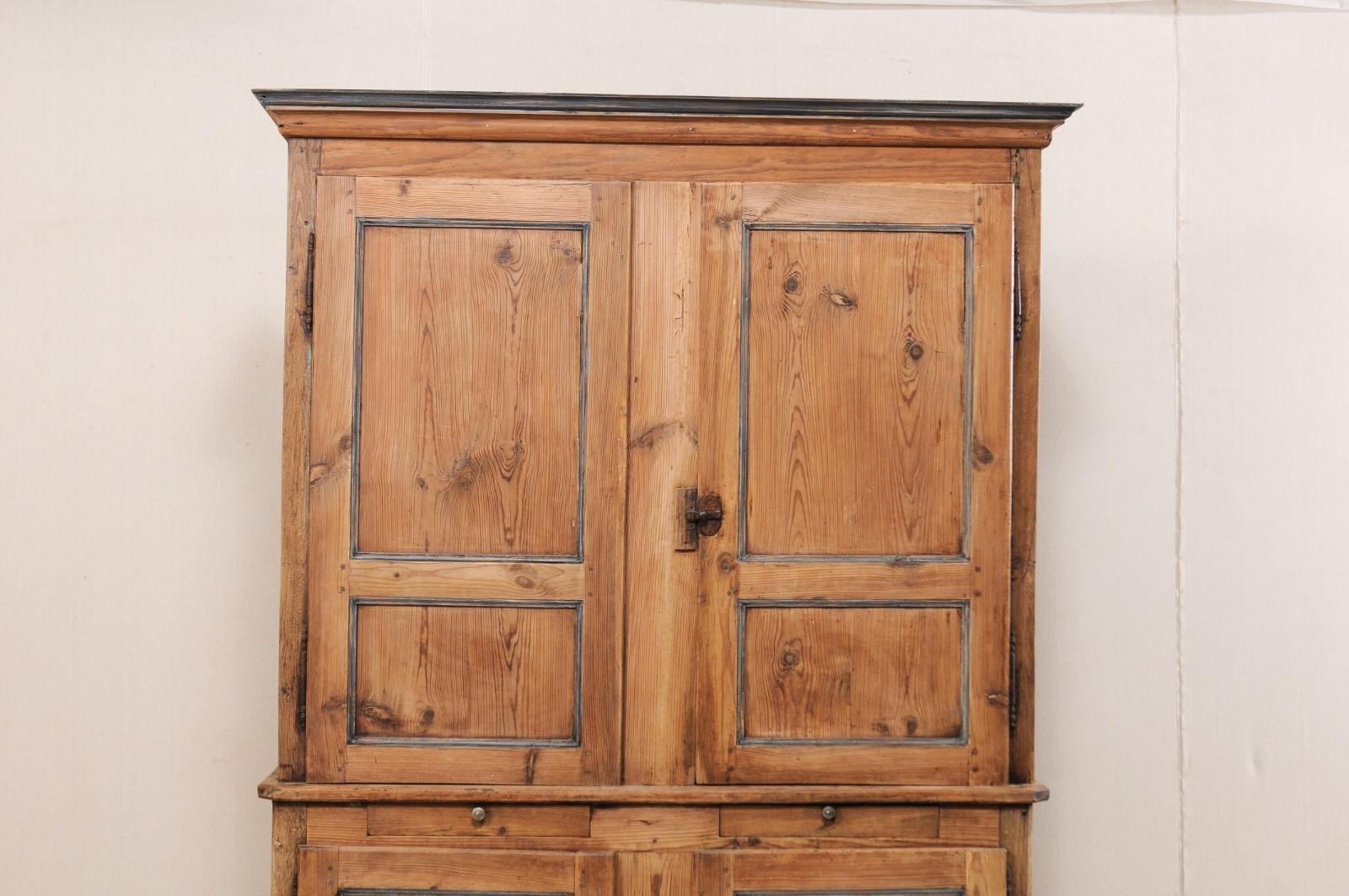 Early 19th Century Tall French Storage Cabinet w/ Molded Cornice & Paneled Doors In Good Condition In Atlanta, GA