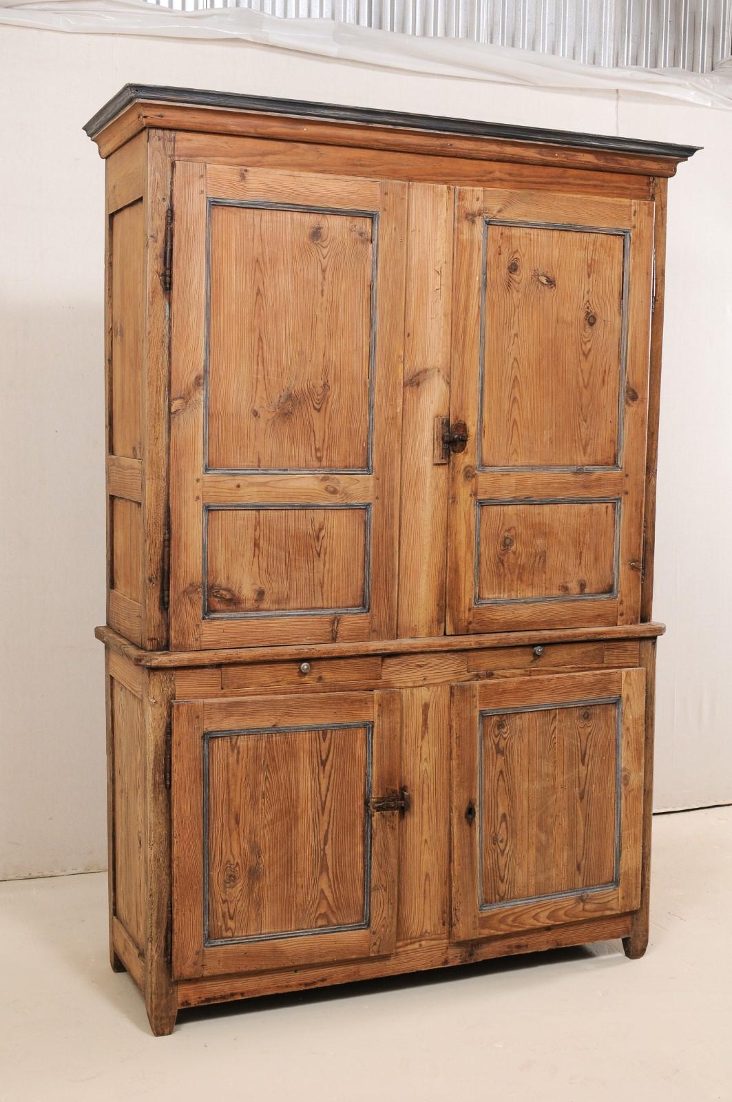 Early 19th Century Tall French Storage Cabinet w/ Molded Cornice & Paneled Doors 1