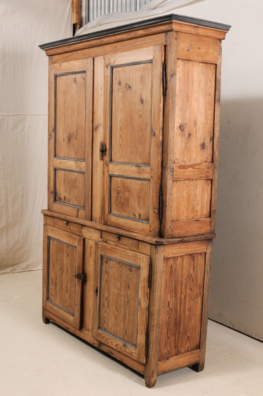 Early 19th Century Tall French Storage Cabinet w/ Molded Cornice & Paneled Doors 2