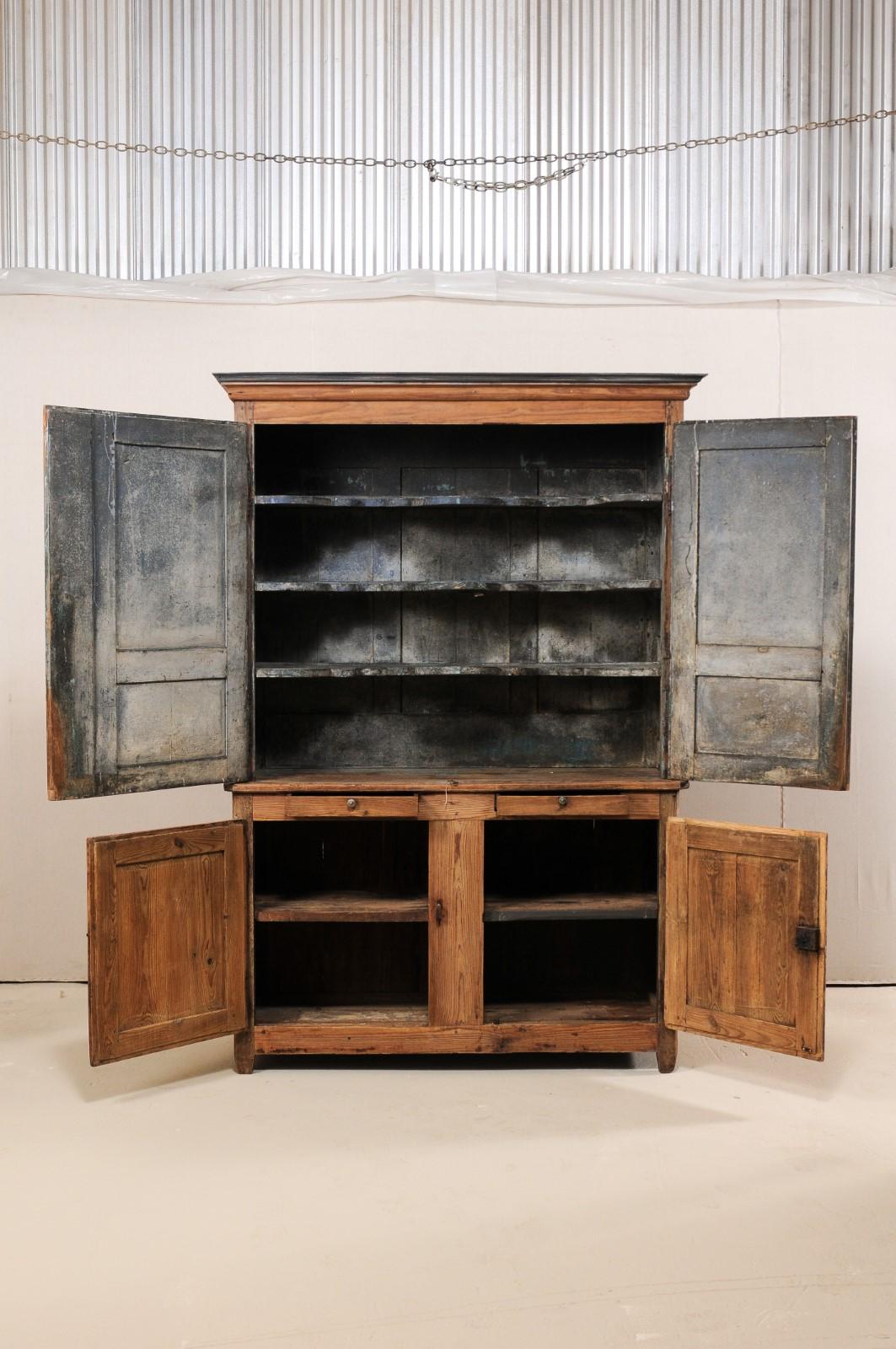 Early 19th Century Tall French Storage Cabinet w/ Molded Cornice & Paneled Doors 3