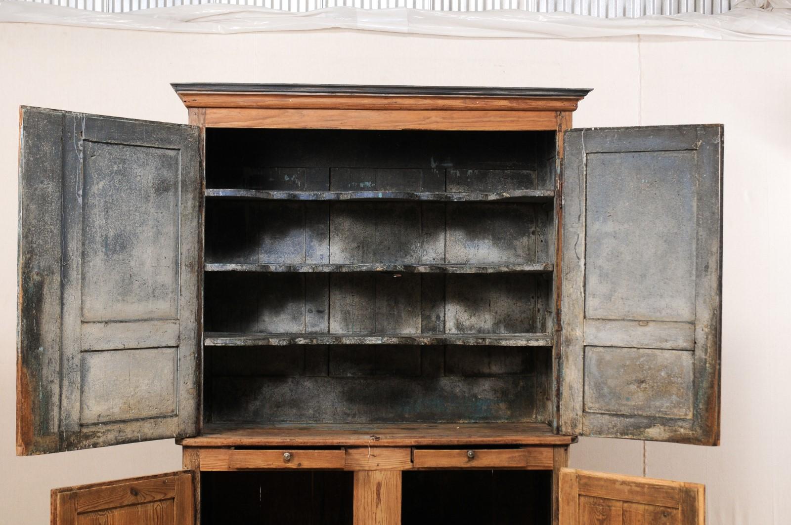 Early 19th Century Tall French Storage Cabinet w/ Molded Cornice & Paneled Doors 4