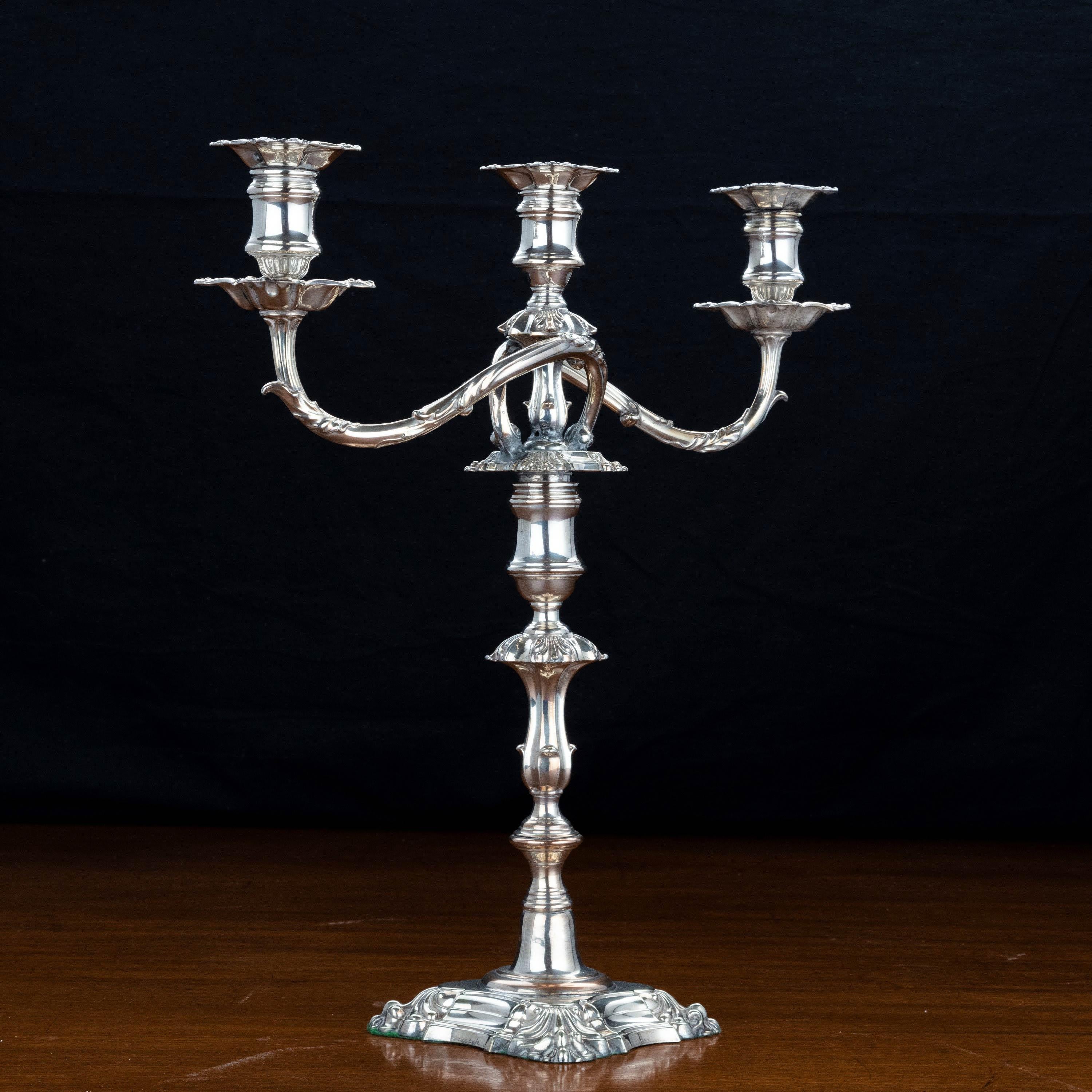 Silver Plate Early 19th Century Three-Armed Candelabra