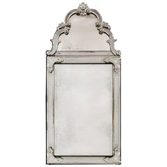 Early 19th Century Venetian Mercury Glass Pier Mirror with Cresting