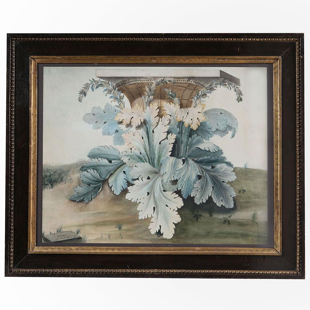 Early 19th Century Watercolor of a Capital by Giacomo Zalli In Good Condition For Sale In London, GB