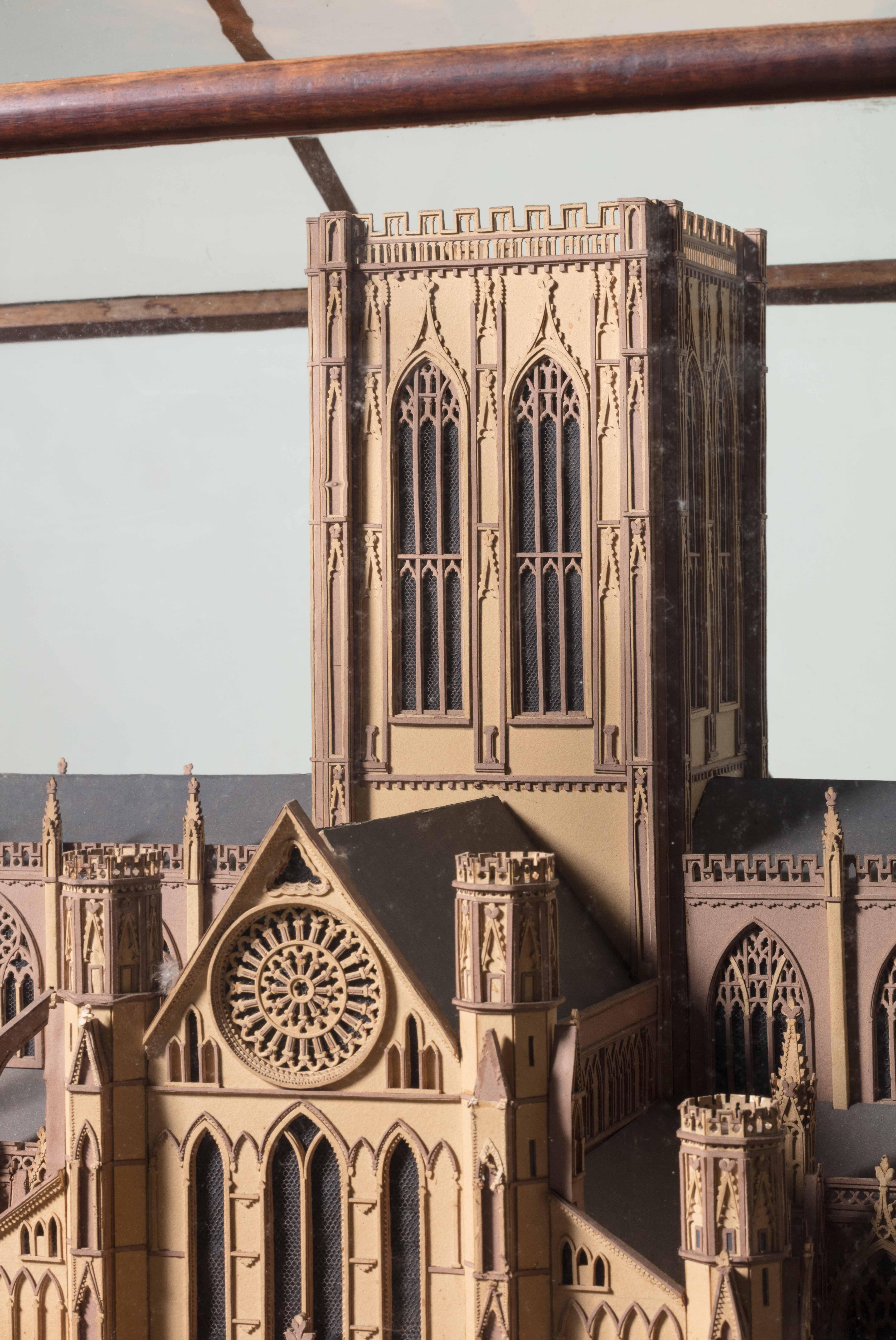 Glass Early 19th Century Wooden and Paper Model of York Minster For Sale