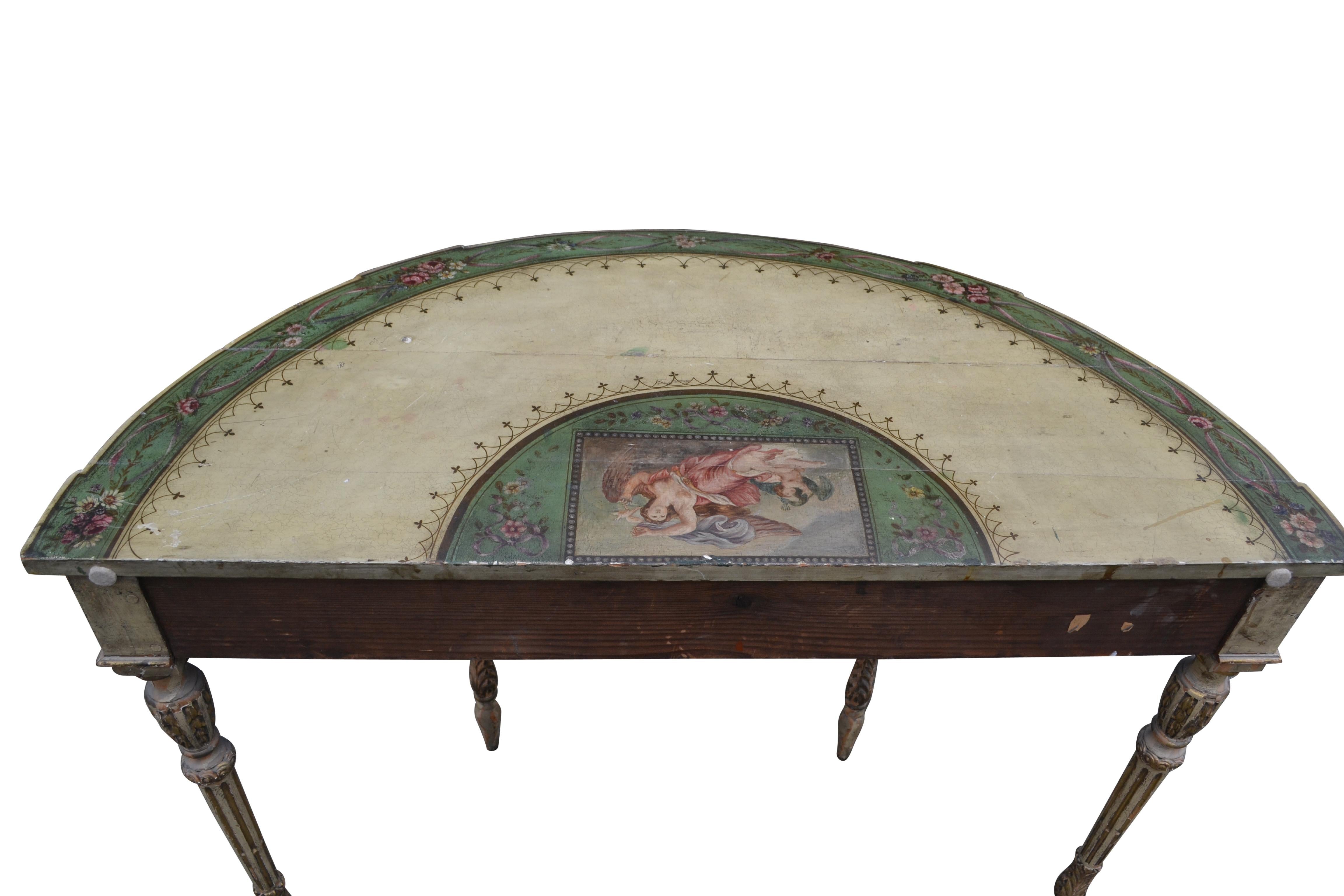 Britannique Fin du 18e siècle, table console à demi-lune de la période Adam en vente
