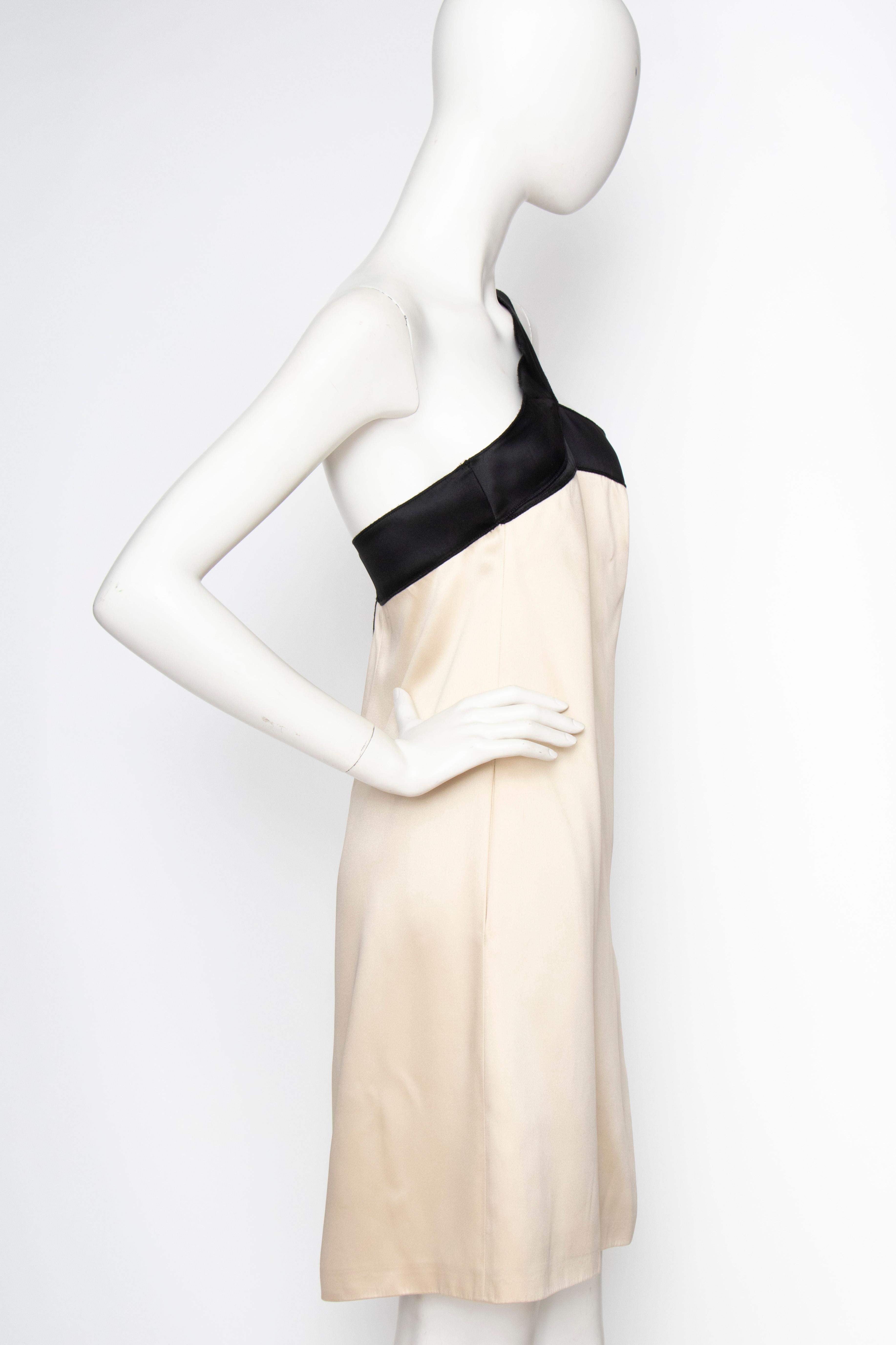 Beige An Early 2000s Vintage D&G by Dolce & Gabbana Ivory Satin Cocktail Dress For Sale