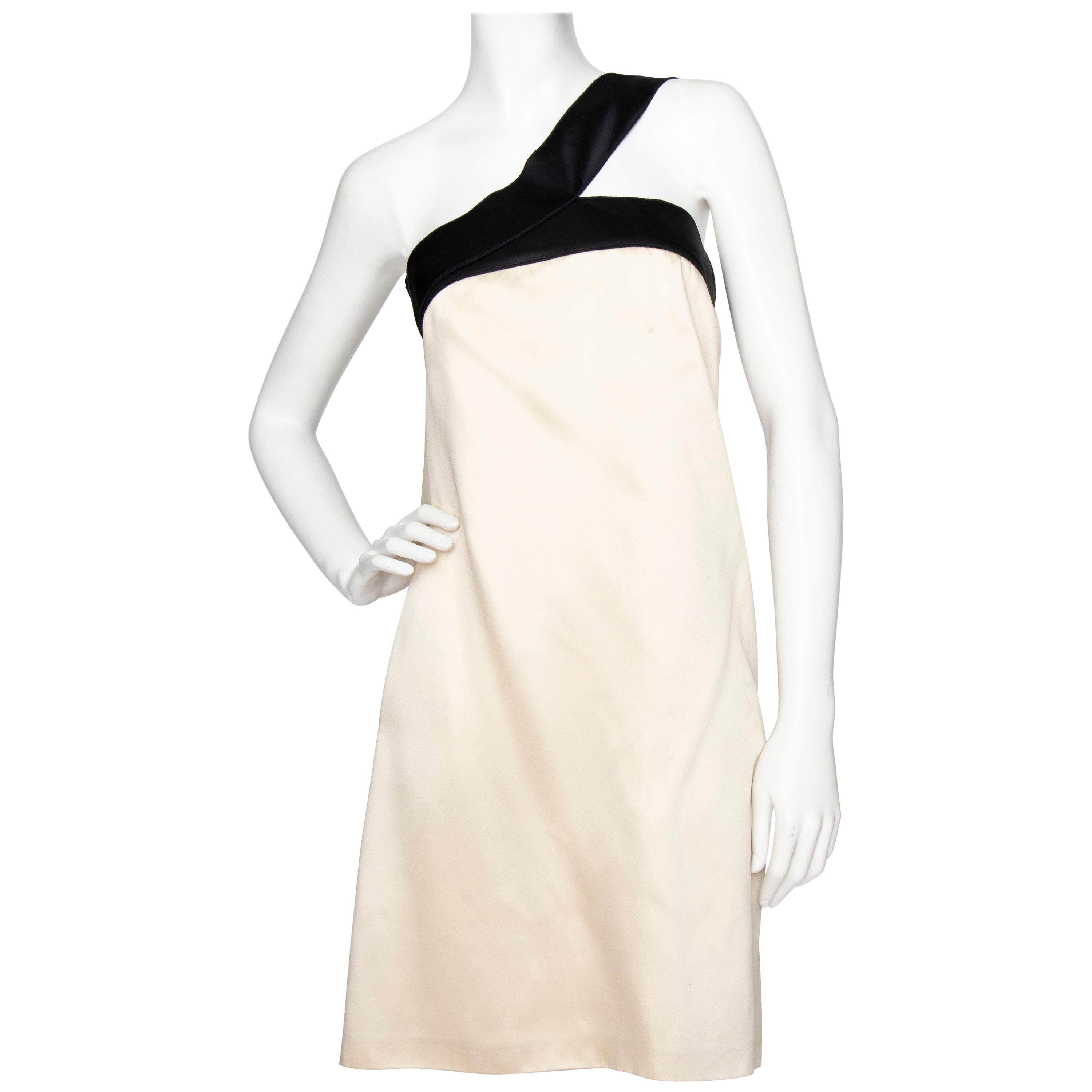 An Early 2000s Vintage D&G by Dolce & Gabbana Ivory Satin Cocktail Dress For Sale