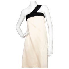 An Early 2000s Vintage D&G by Dolce & Gabbana Ivory Satin Cocktail Dress