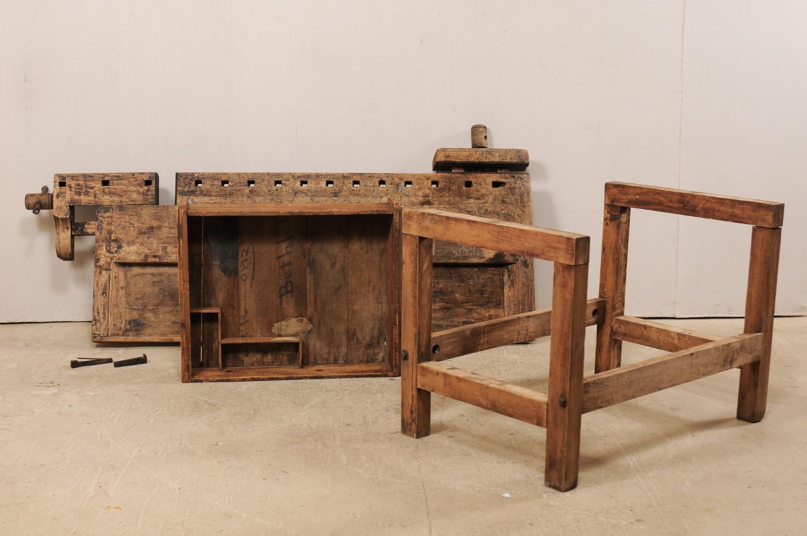 Early 20th Century Wooden Work Bench- Would Make Unique Extra Kitchen Work Space 5
