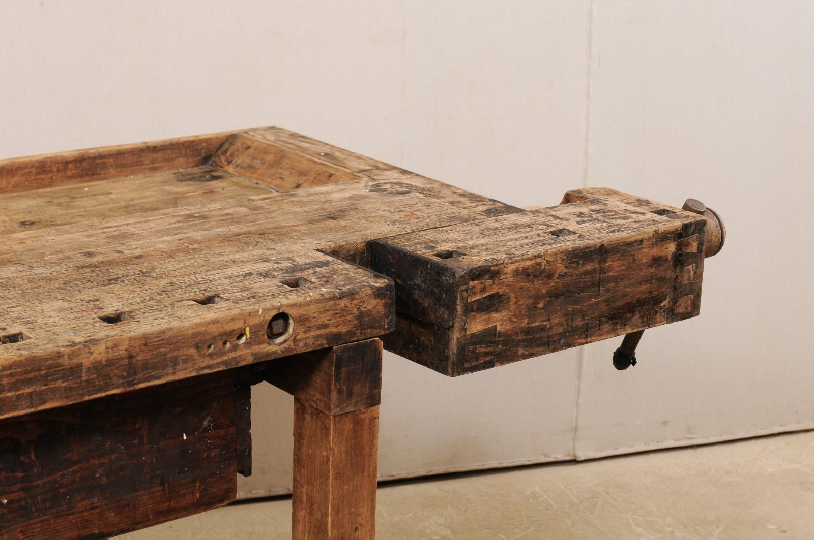 American Early 20th Century Wooden Work Bench- Would Make Unique Extra Kitchen Work Space