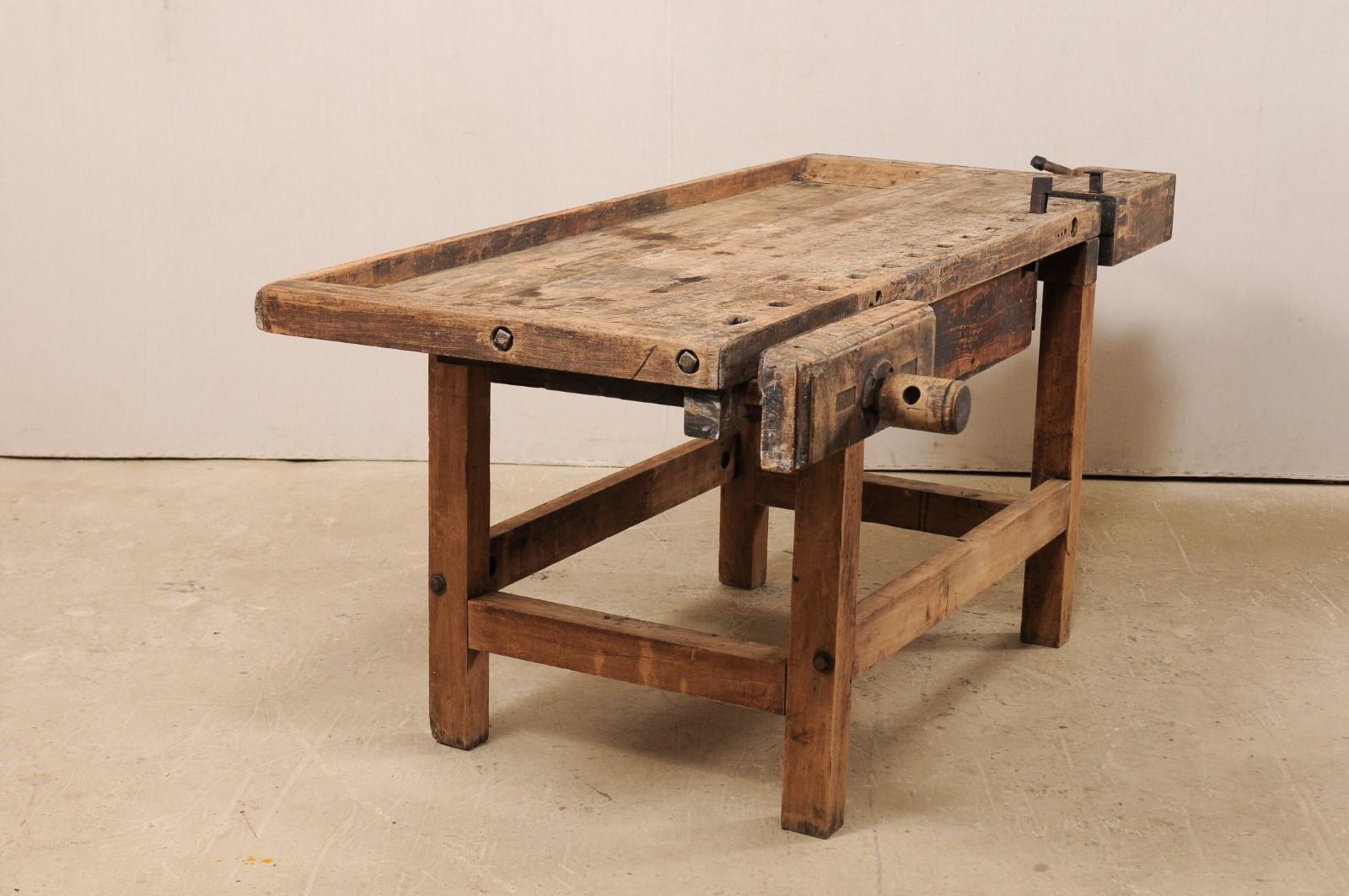 Early 20th Century Wooden Work Bench- Would Make Unique Extra Kitchen Work Space 1