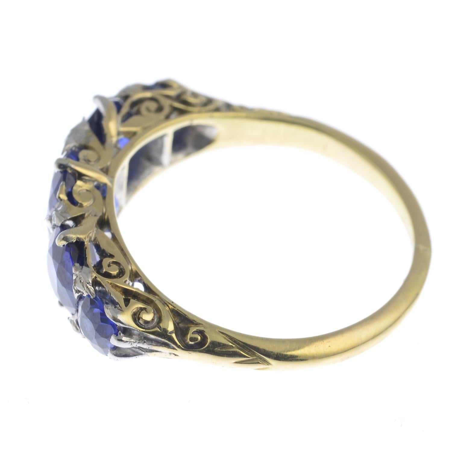 Victorian Early 20th Century 18 Carat Gold Sapphire Five-Stone Ring