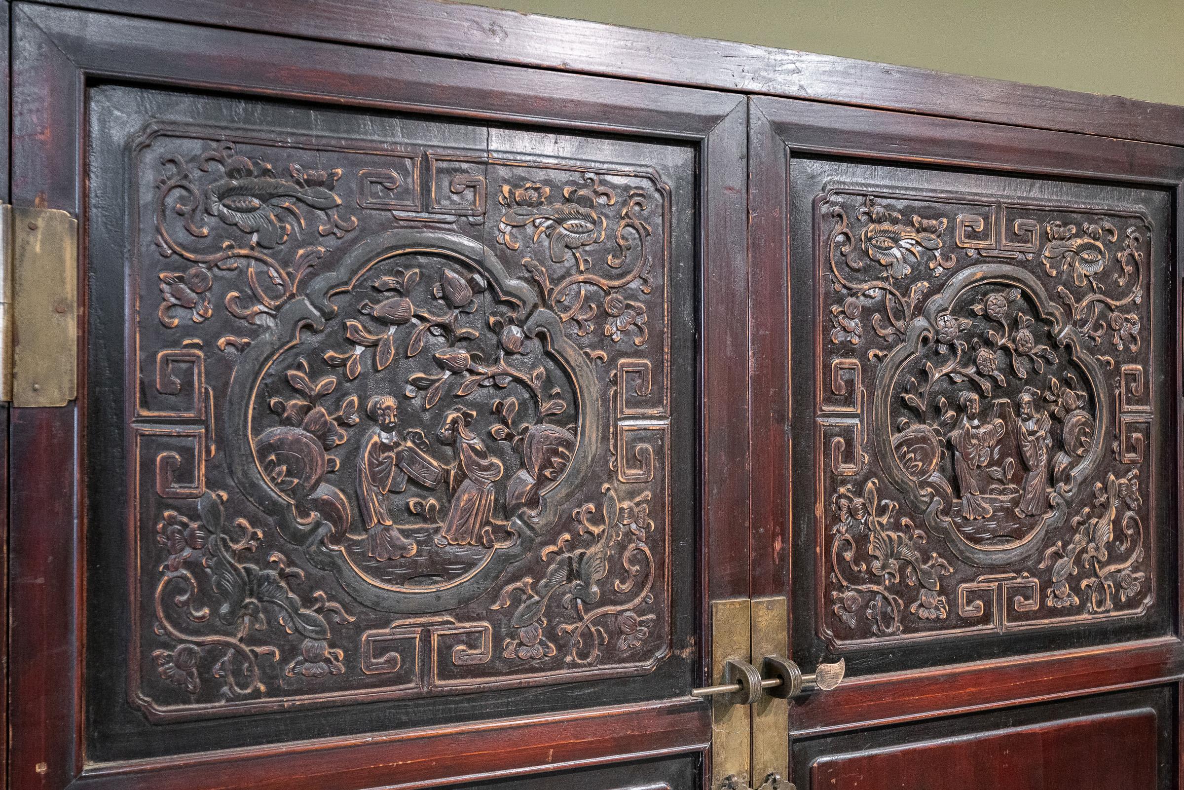 Hand-Carved Early 20th Century 2-Tier Chinese Cabinet