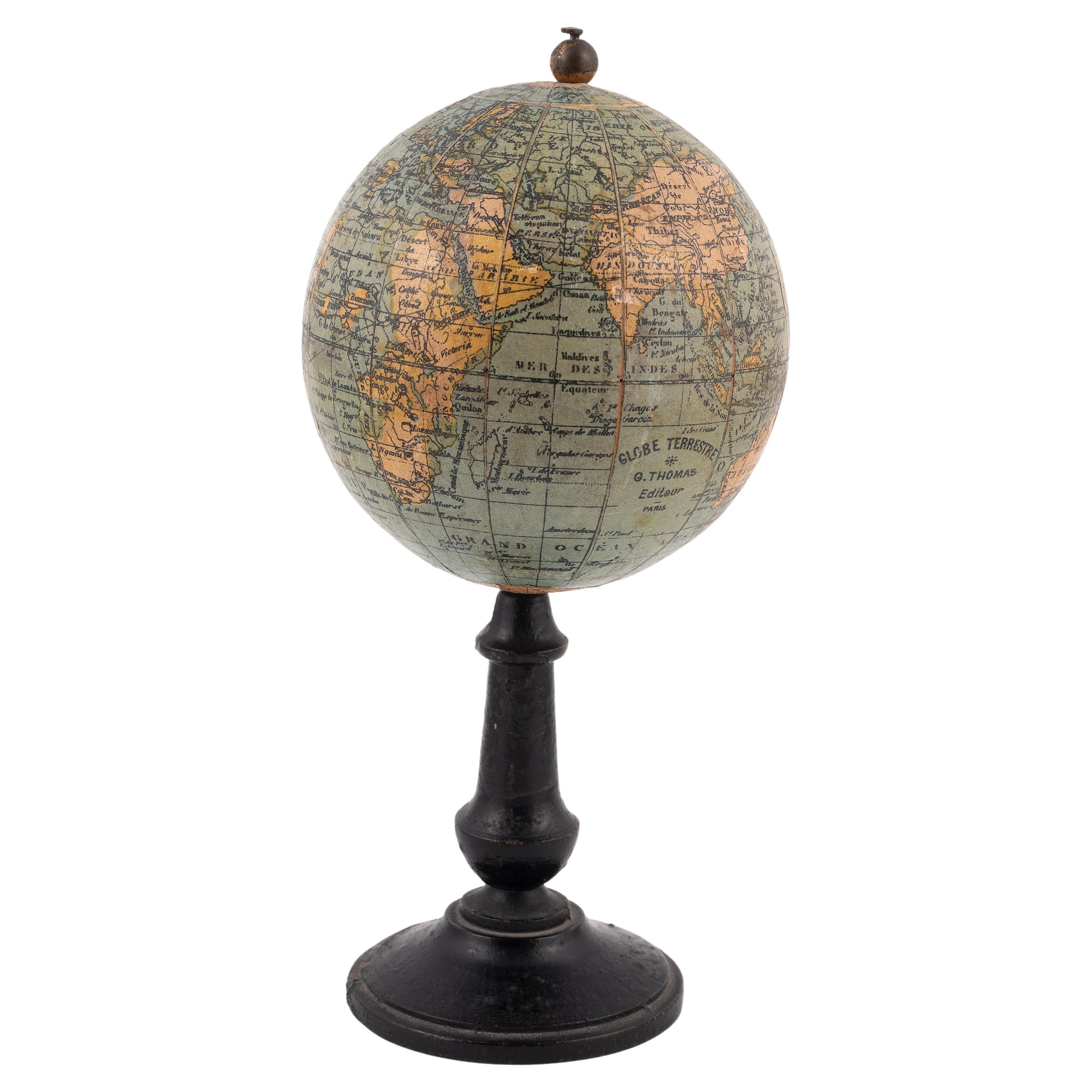An Early 20th-Century 3-inch Diameter French Terrestrial Desk Globe