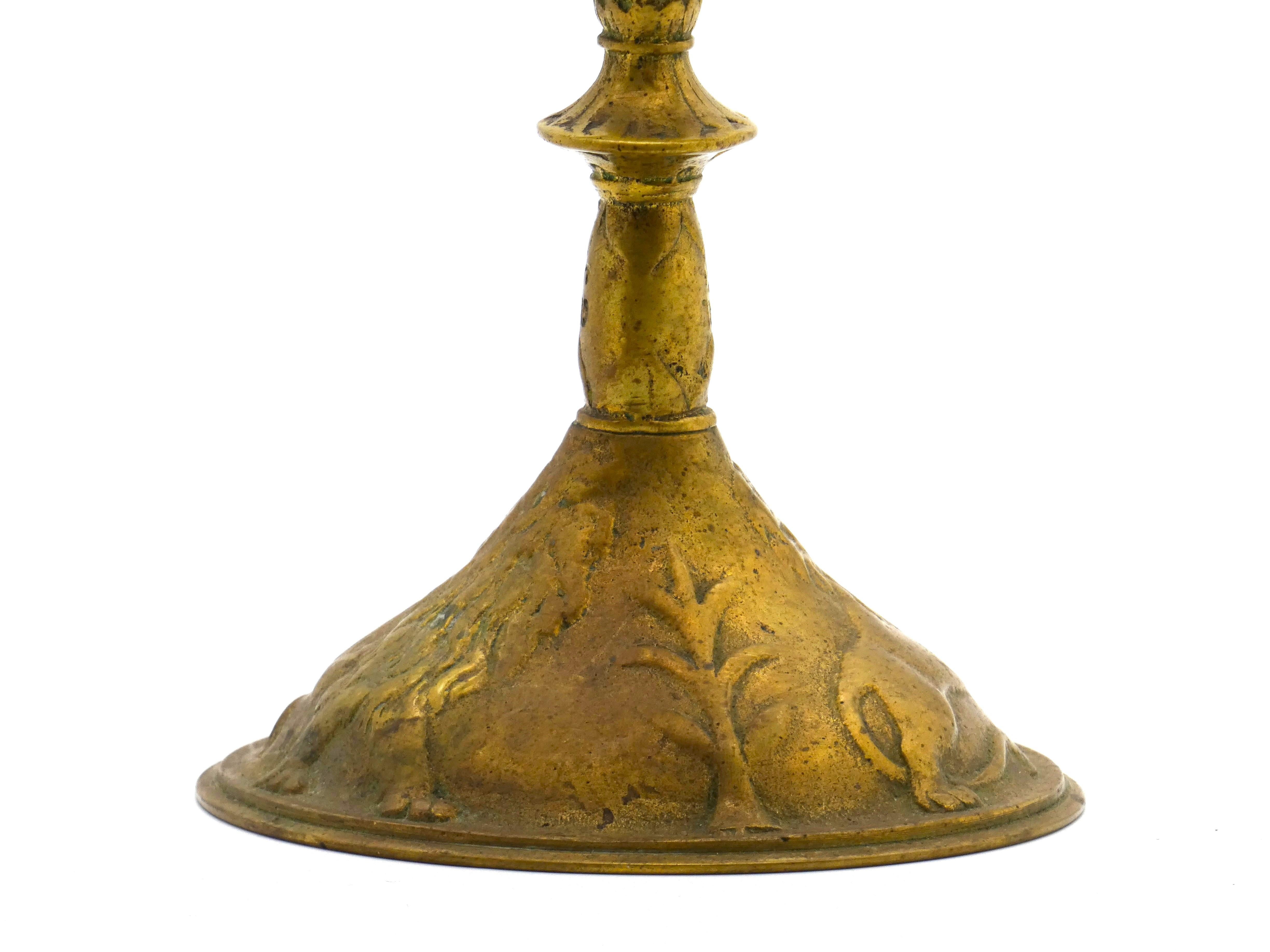 An Early 20th Century American Brass Hanukkah Menorah  In Good Condition For Sale In New York, NY
