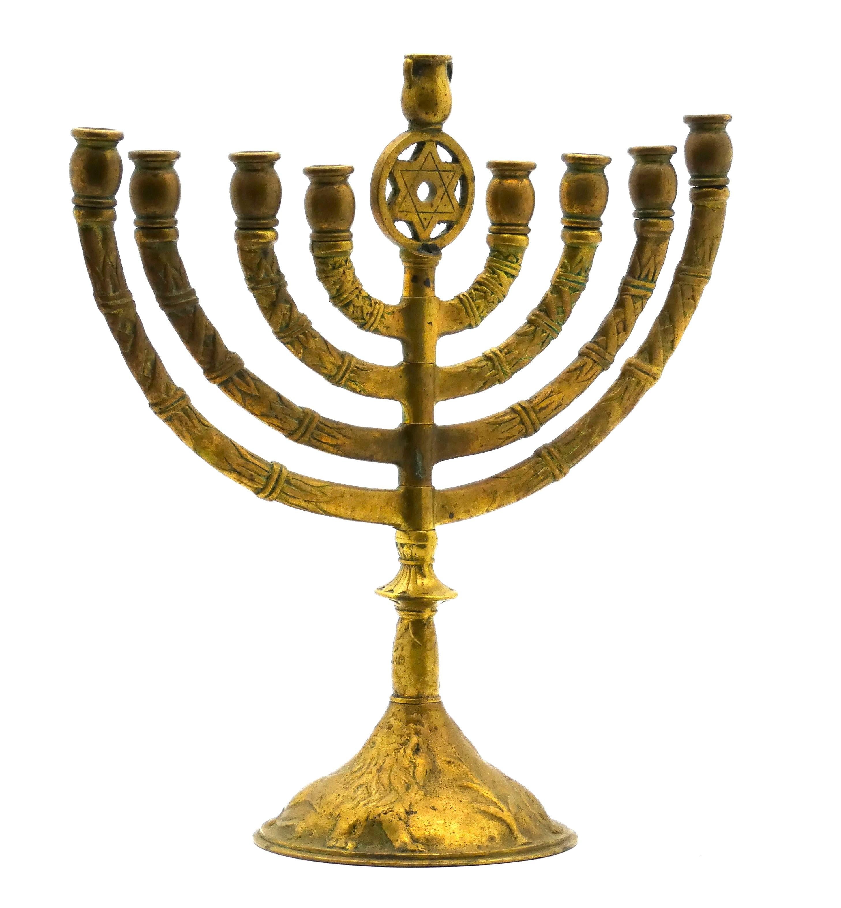 An Early 20th Century American Brass Hanukkah Menorah  For Sale 1