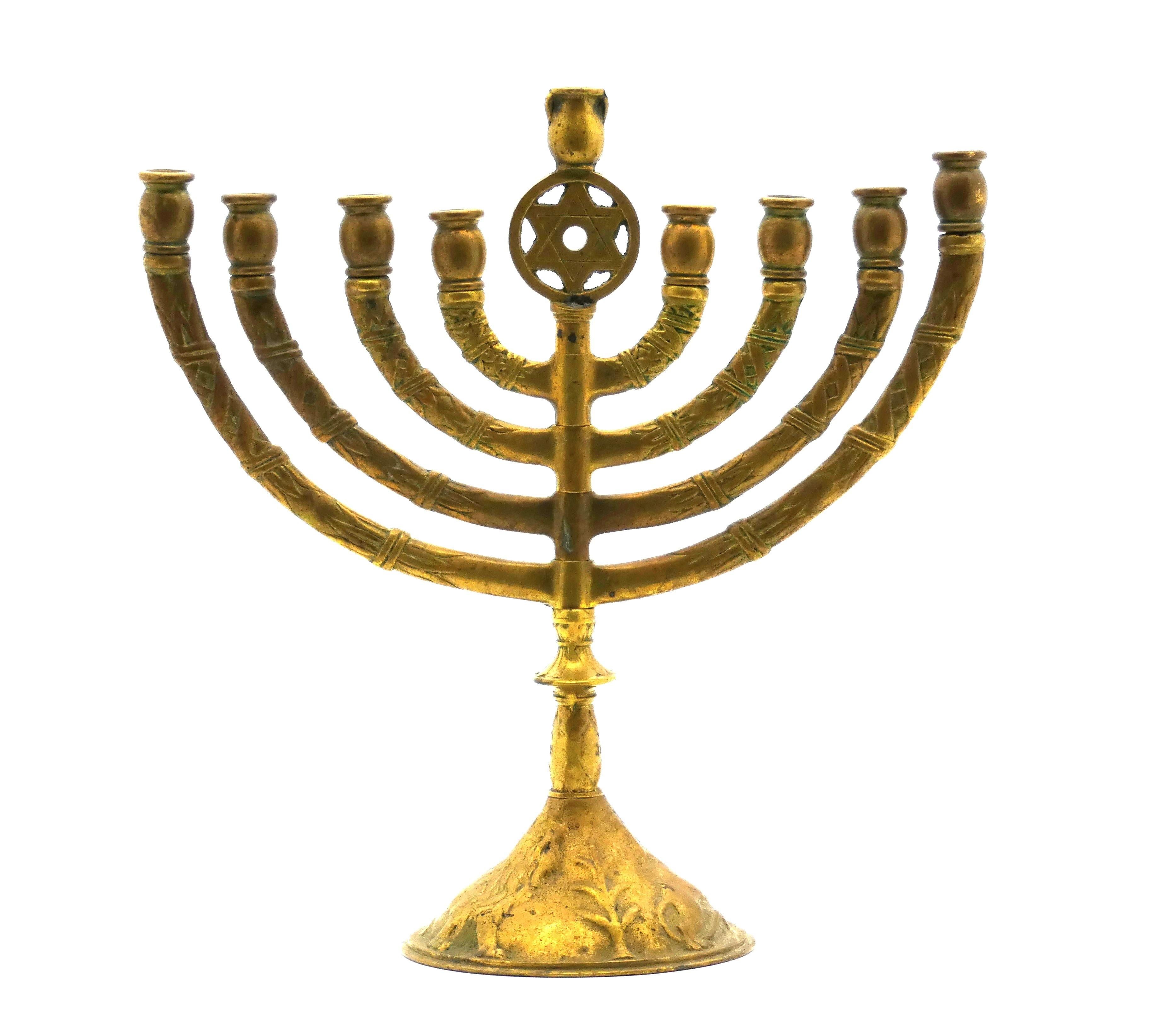 An Early 20th Century American Brass Hanukkah Menorah  For Sale 3