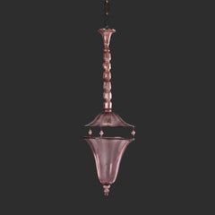A 20th Century Amethyst Murano Glass Hanging Lantern in the manner of Venini.