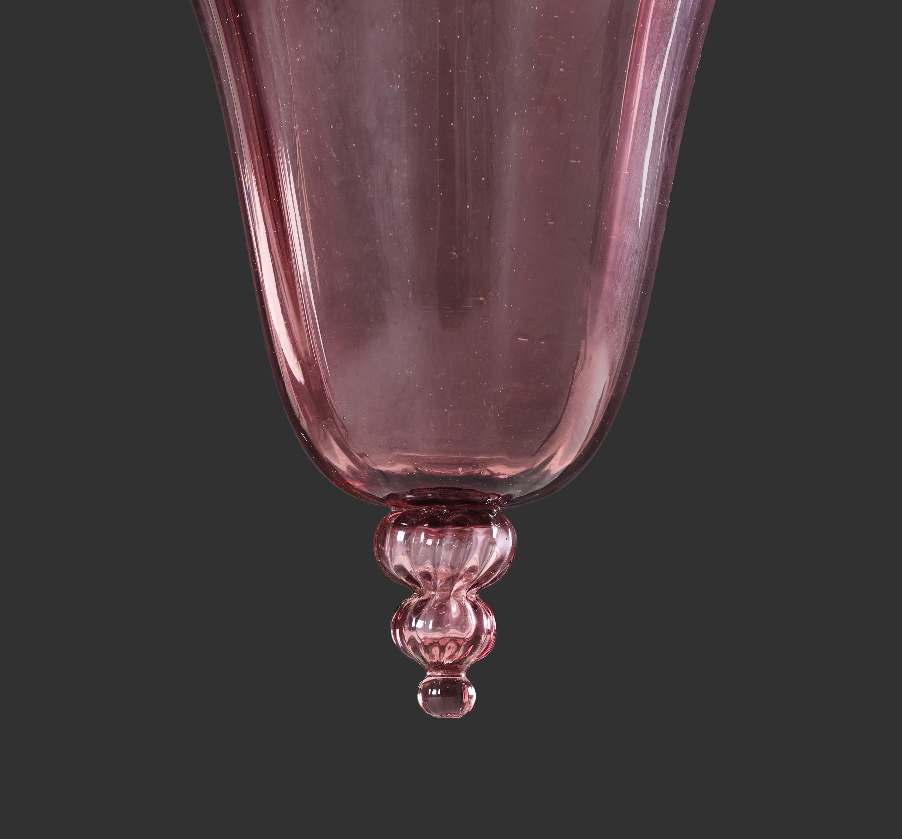 Lanterne suspendue en verre Murano améthyste du début du 20e siècle par Venini. Bon état - En vente à London, GB