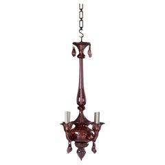 Araña de cristal de Murano de cuatro brazos, rosa amatista, de principios del siglo XX