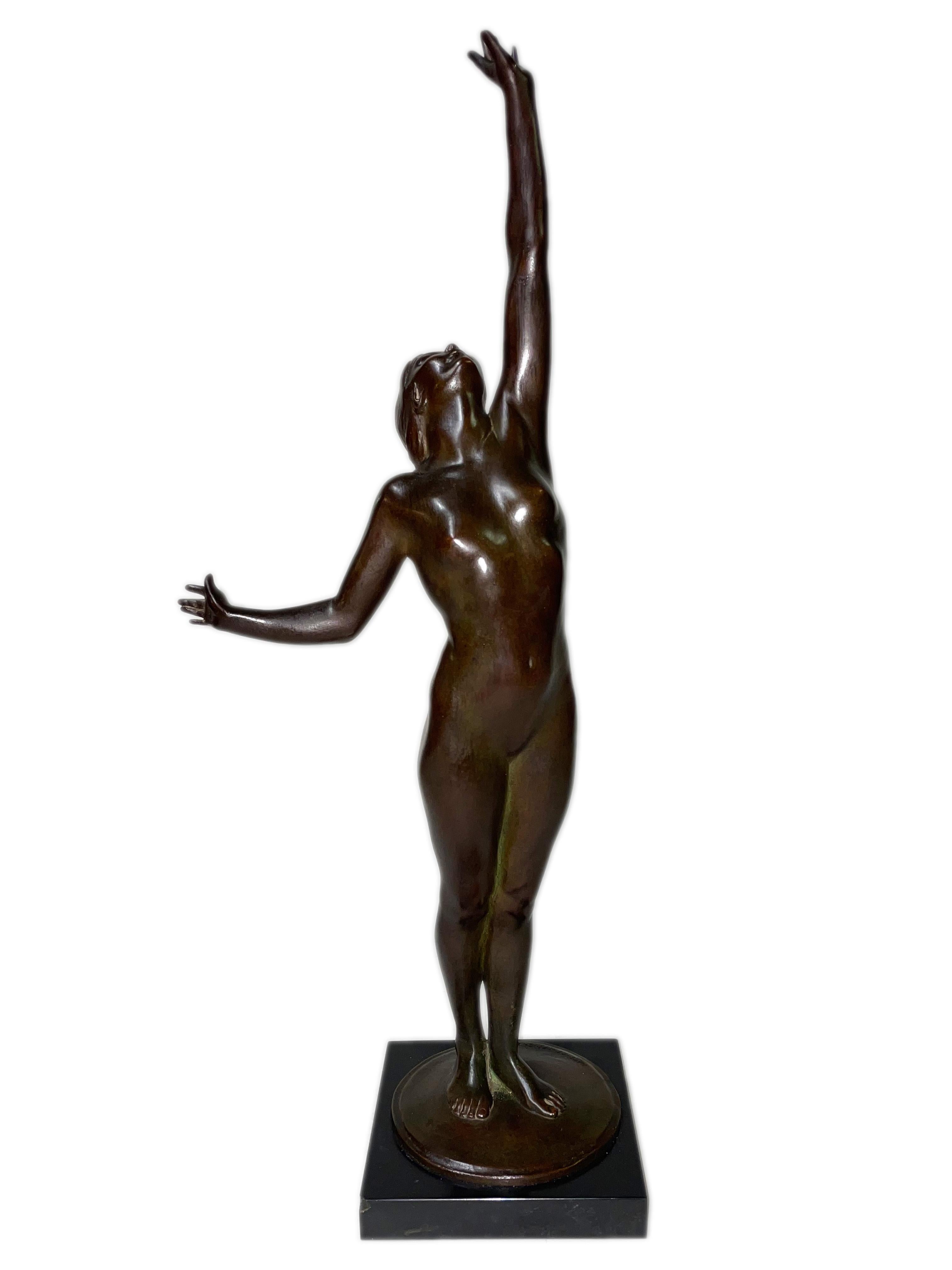 An important and rare early 20th century American Art Nouveau cast and patinated bronze sculpture 