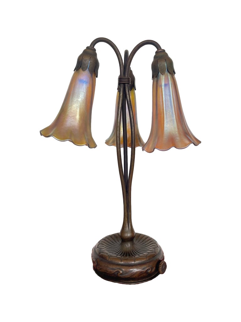 An Early 20th century American Art Nouveau cast bronze and glass 
